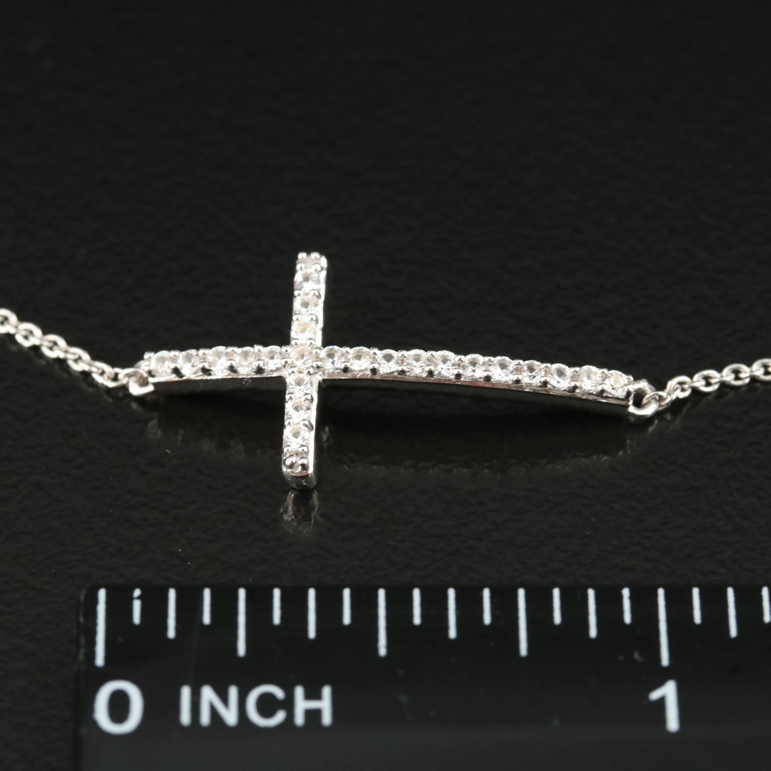 Sterling Sapphire Cross Bracelet