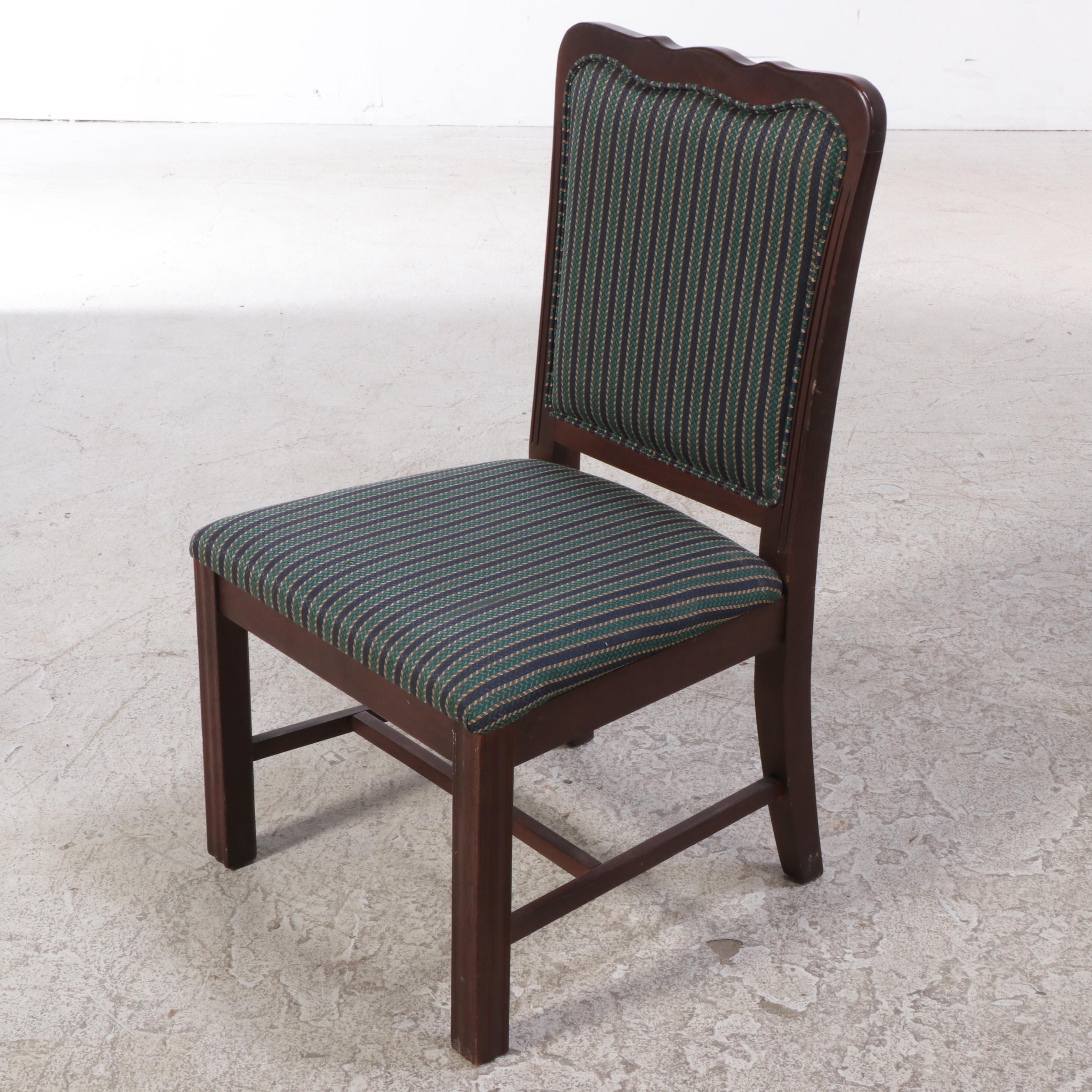 Eight Chippendale Style Custom-Upholstered Hardwood Dining Side Chairs