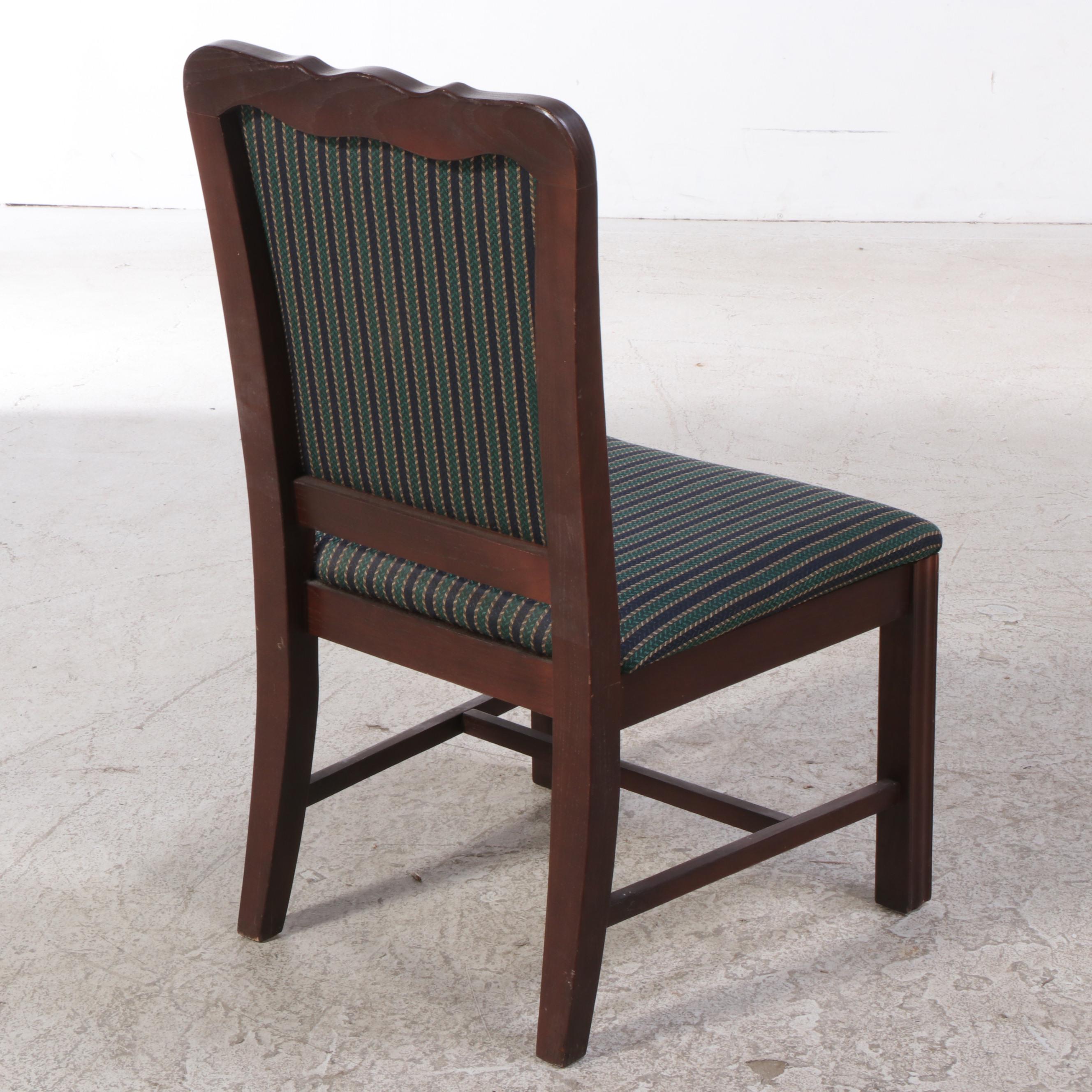 Eight Chippendale Style Custom-Upholstered Hardwood Dining Side Chairs