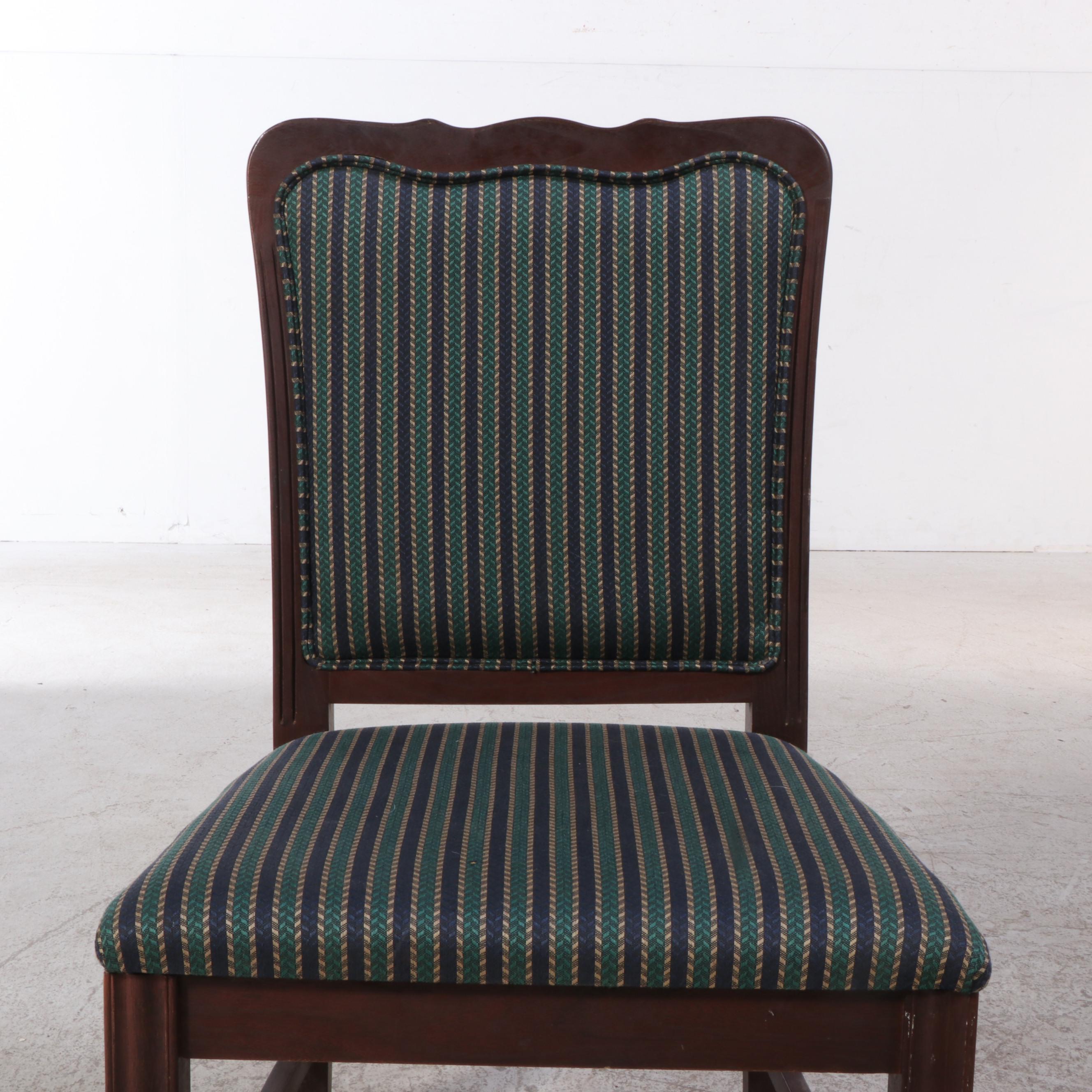 Eight Chippendale Style Custom-Upholstered Hardwood Dining Side Chairs