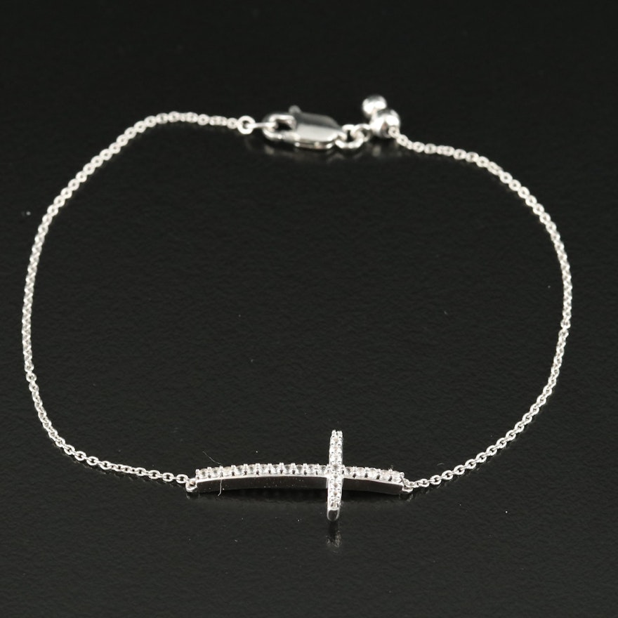 Sterling Sapphire Cross Bracelet