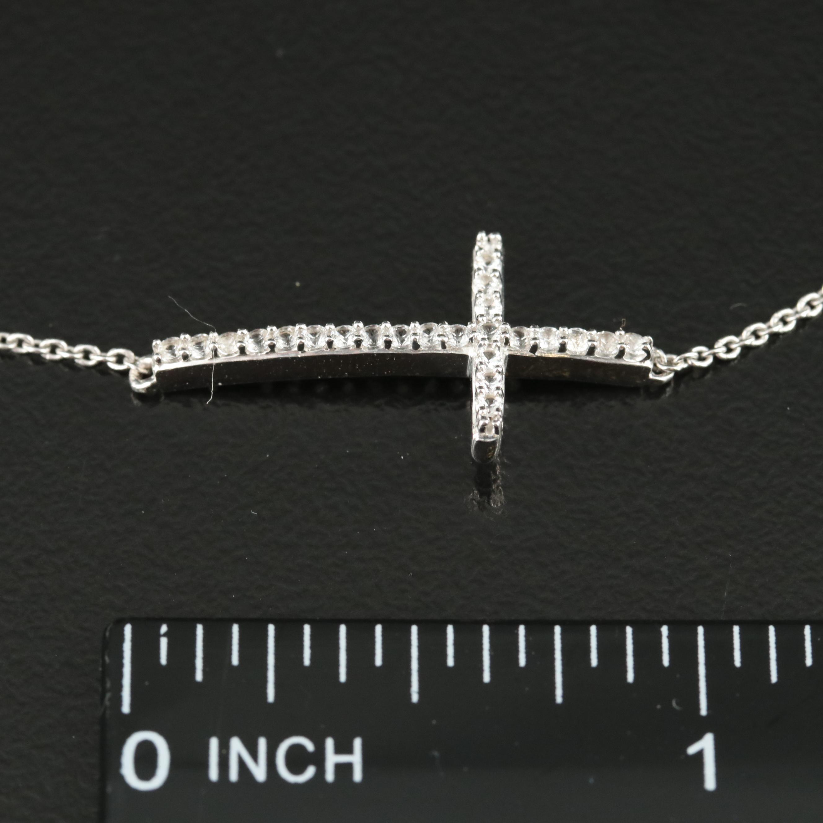 Sterling Sapphire Cross Bracelet