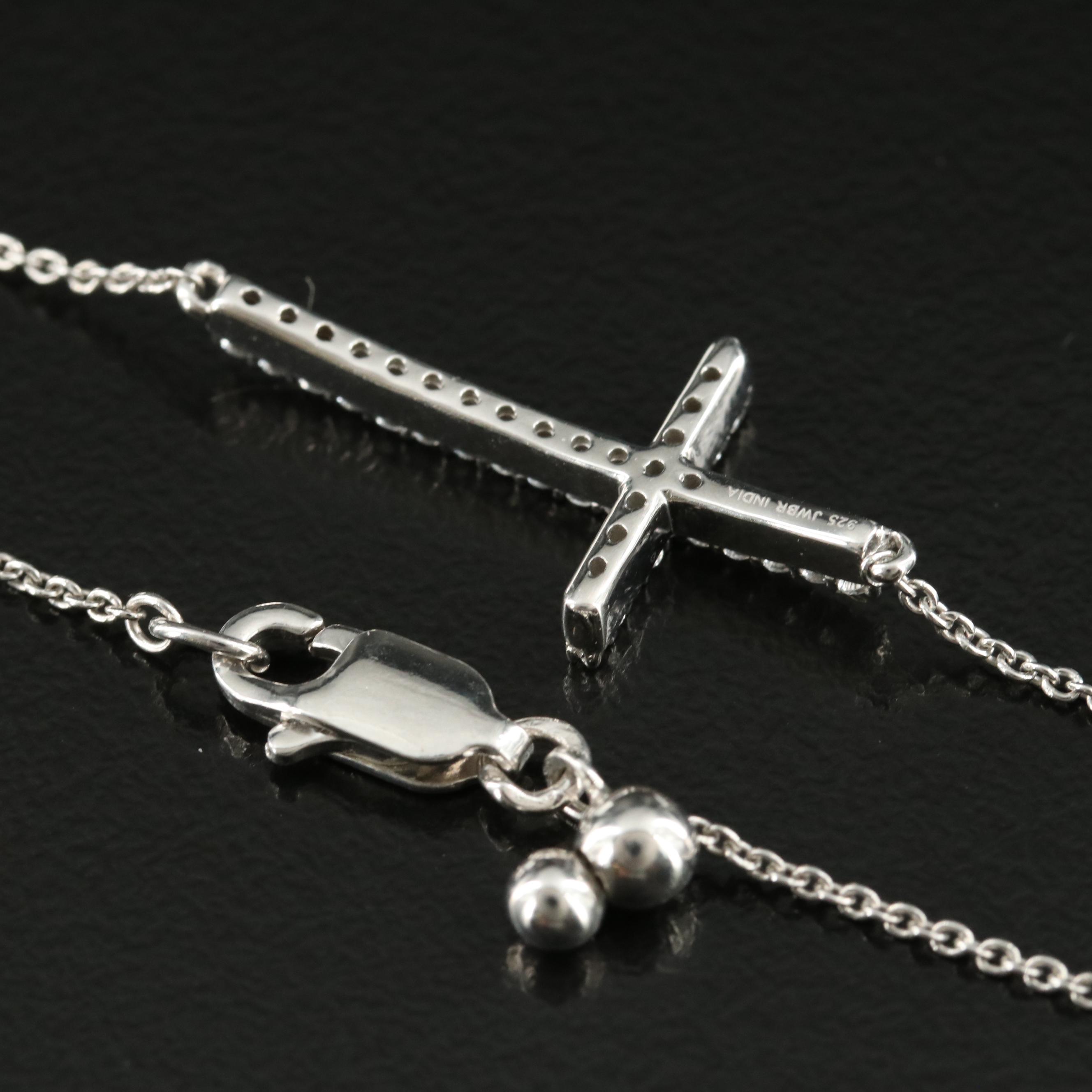 Sterling Sapphire Cross Bracelet