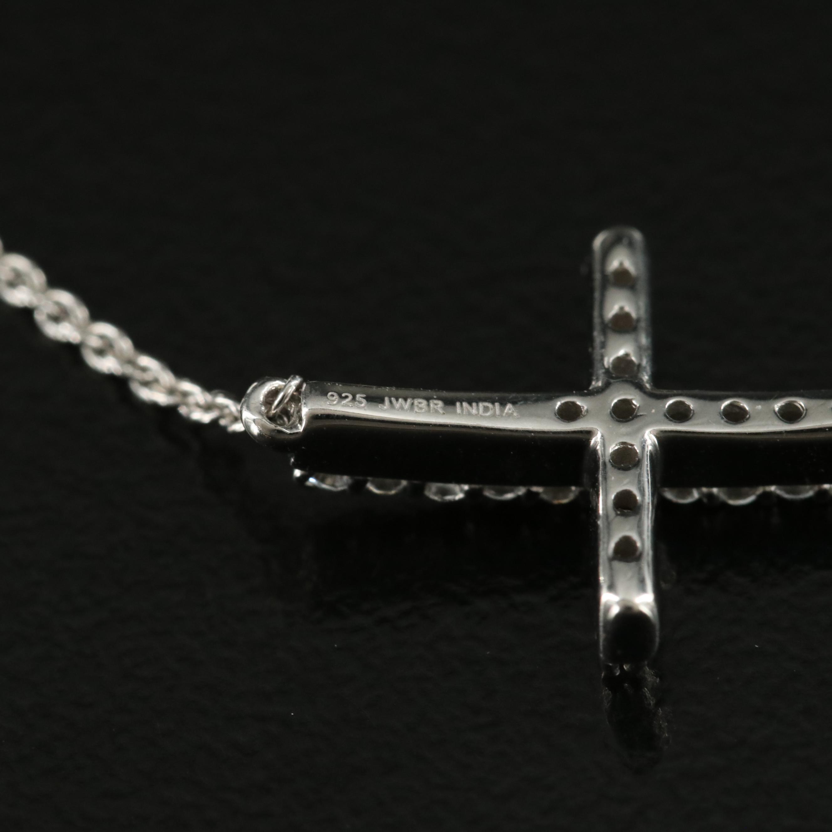 Sterling Sapphire Cross Bracelet
