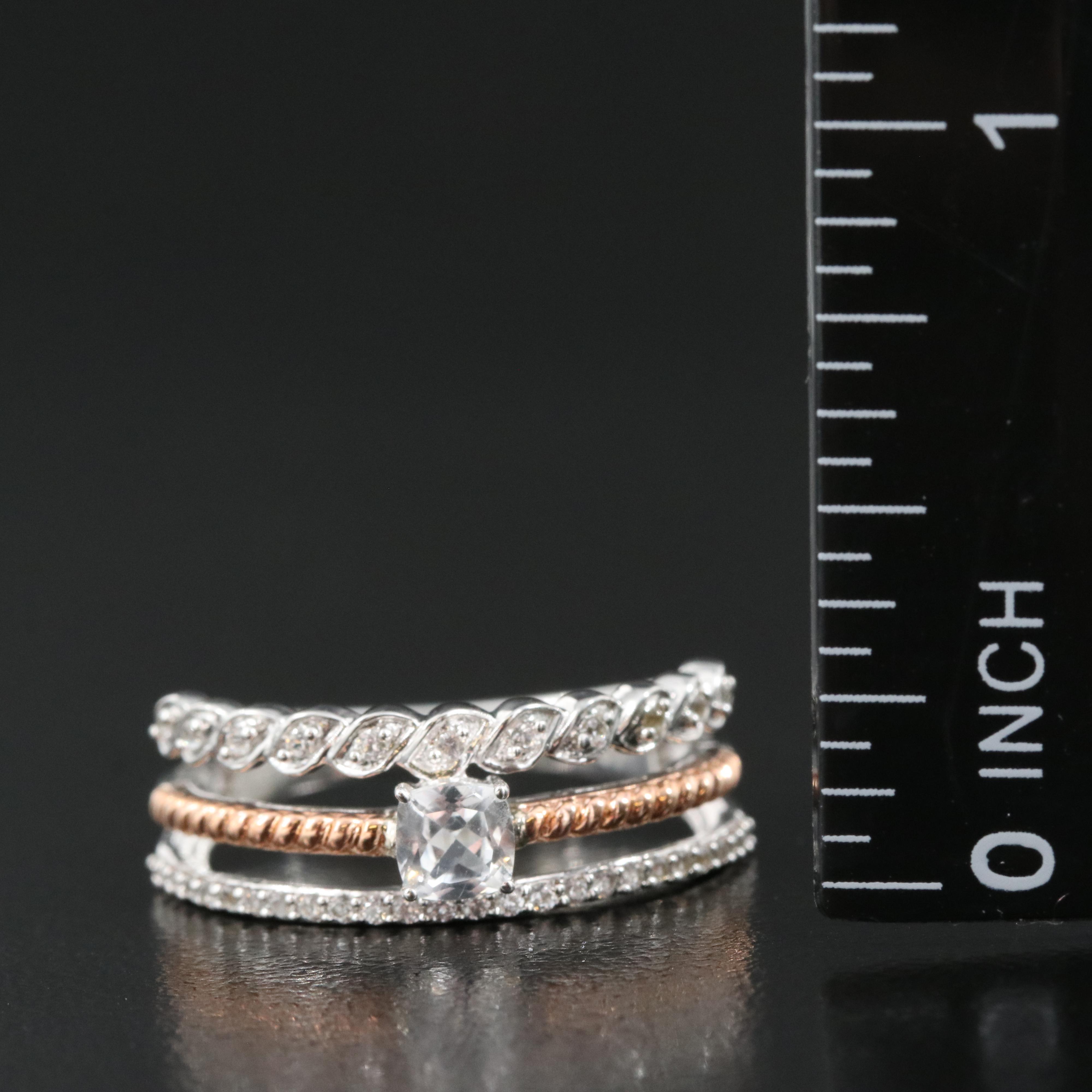 Sterling Sapphire Ring with 10K Rose Gold Accents