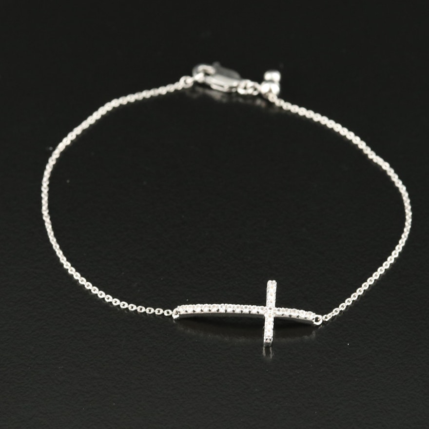 Sterling Sapphire Cross Bracelet