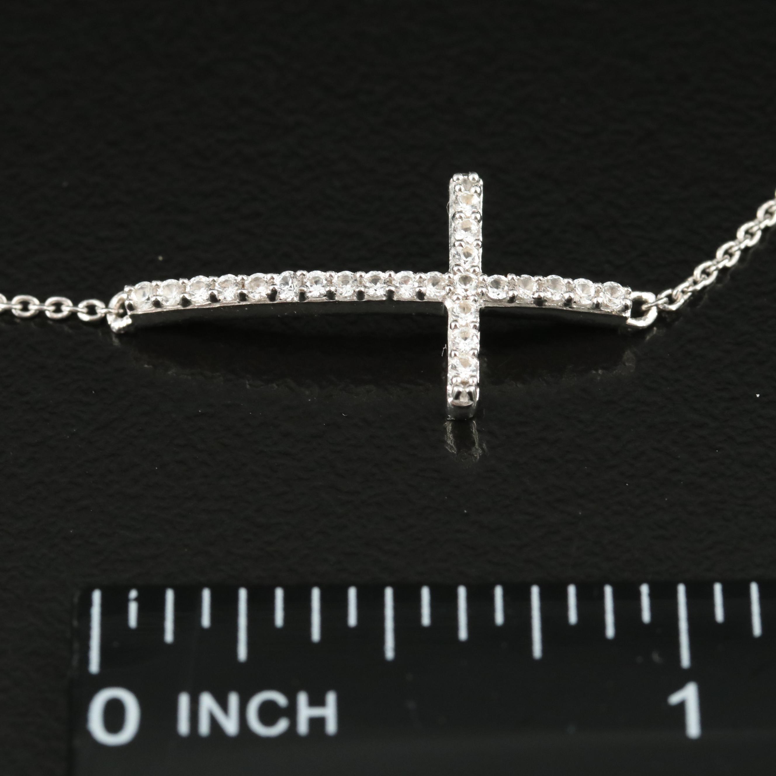 Sterling Sapphire Cross Bracelet