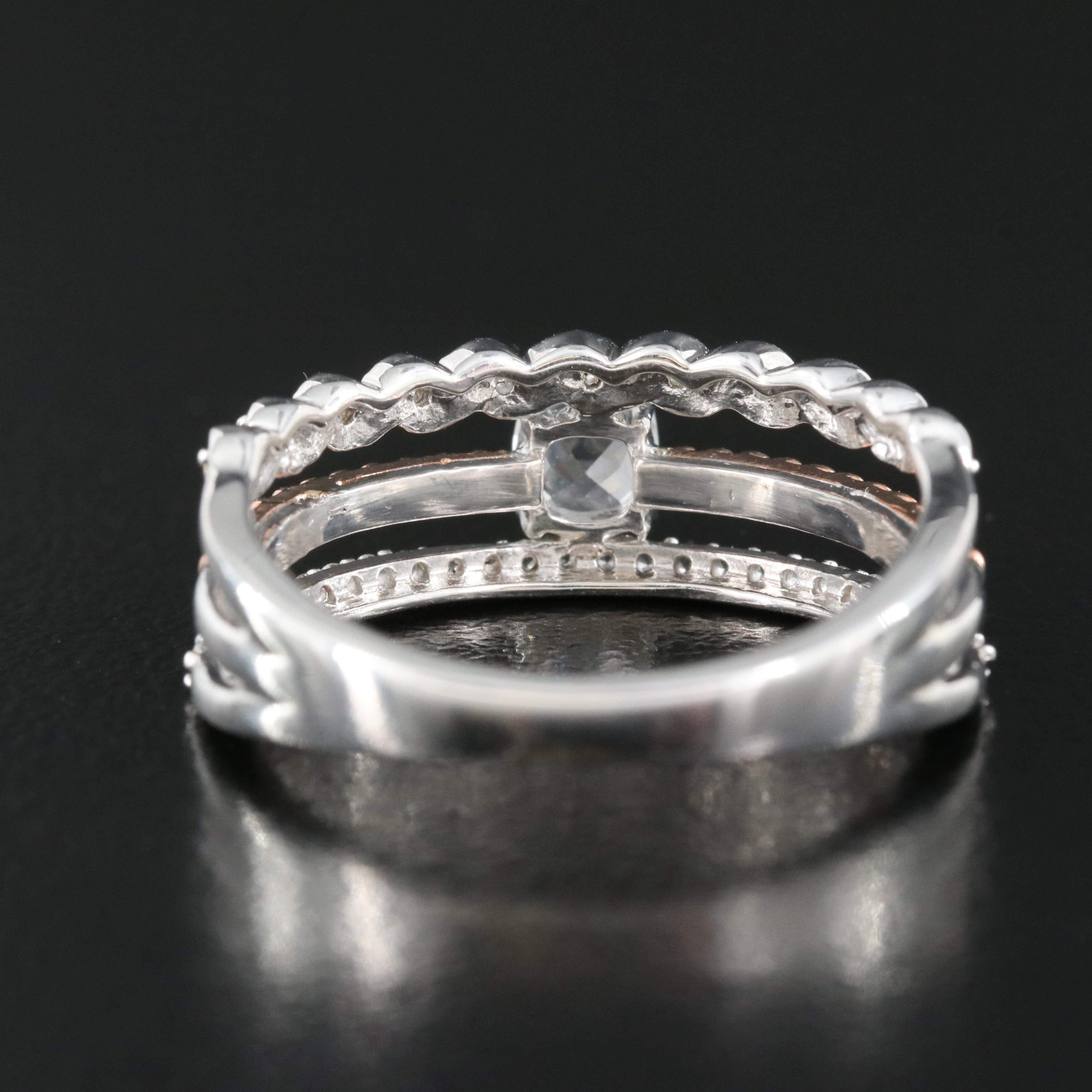 Sterling Sapphire Ring with 10K Rose Gold Accents