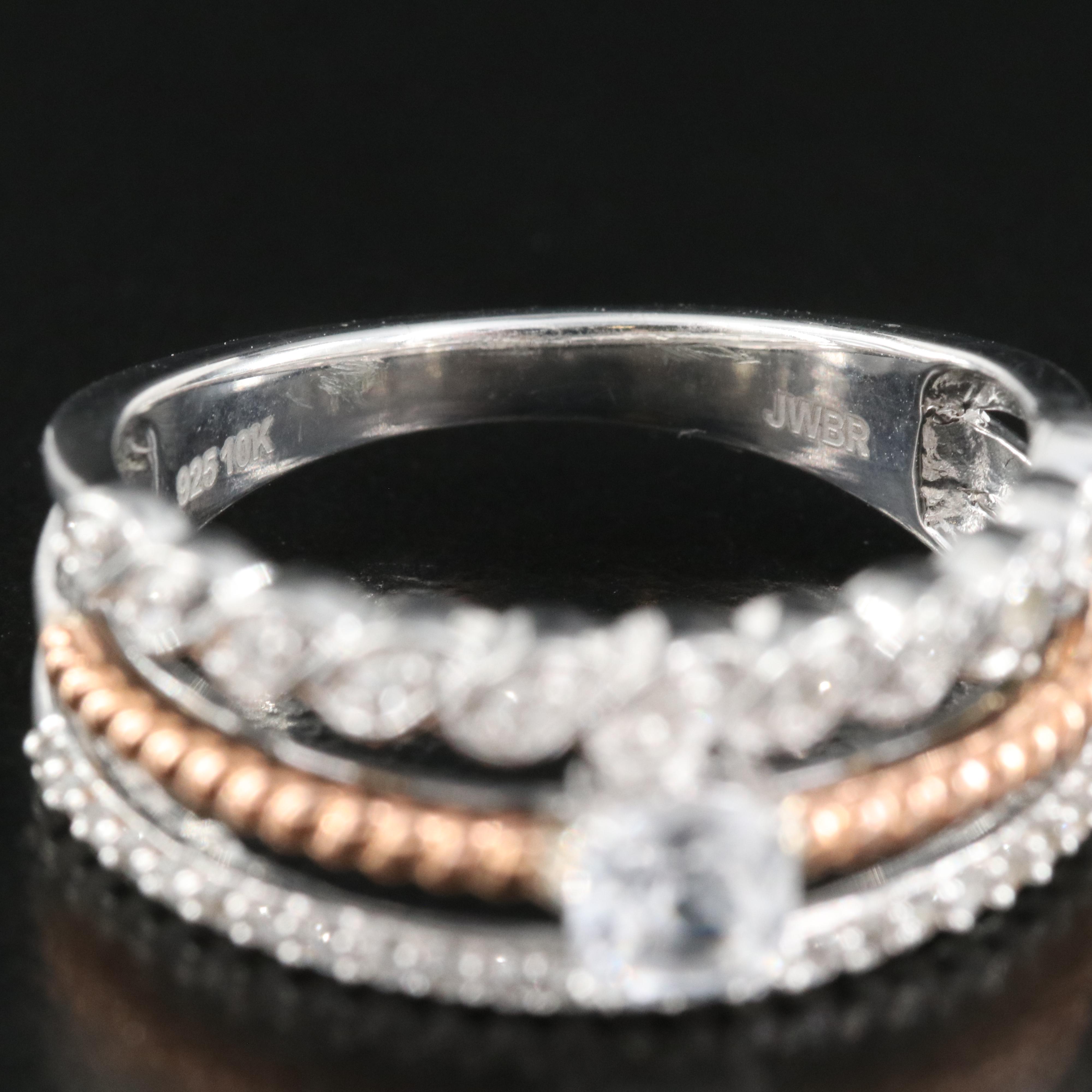 Sterling Sapphire Ring with 10K Rose Gold Accents