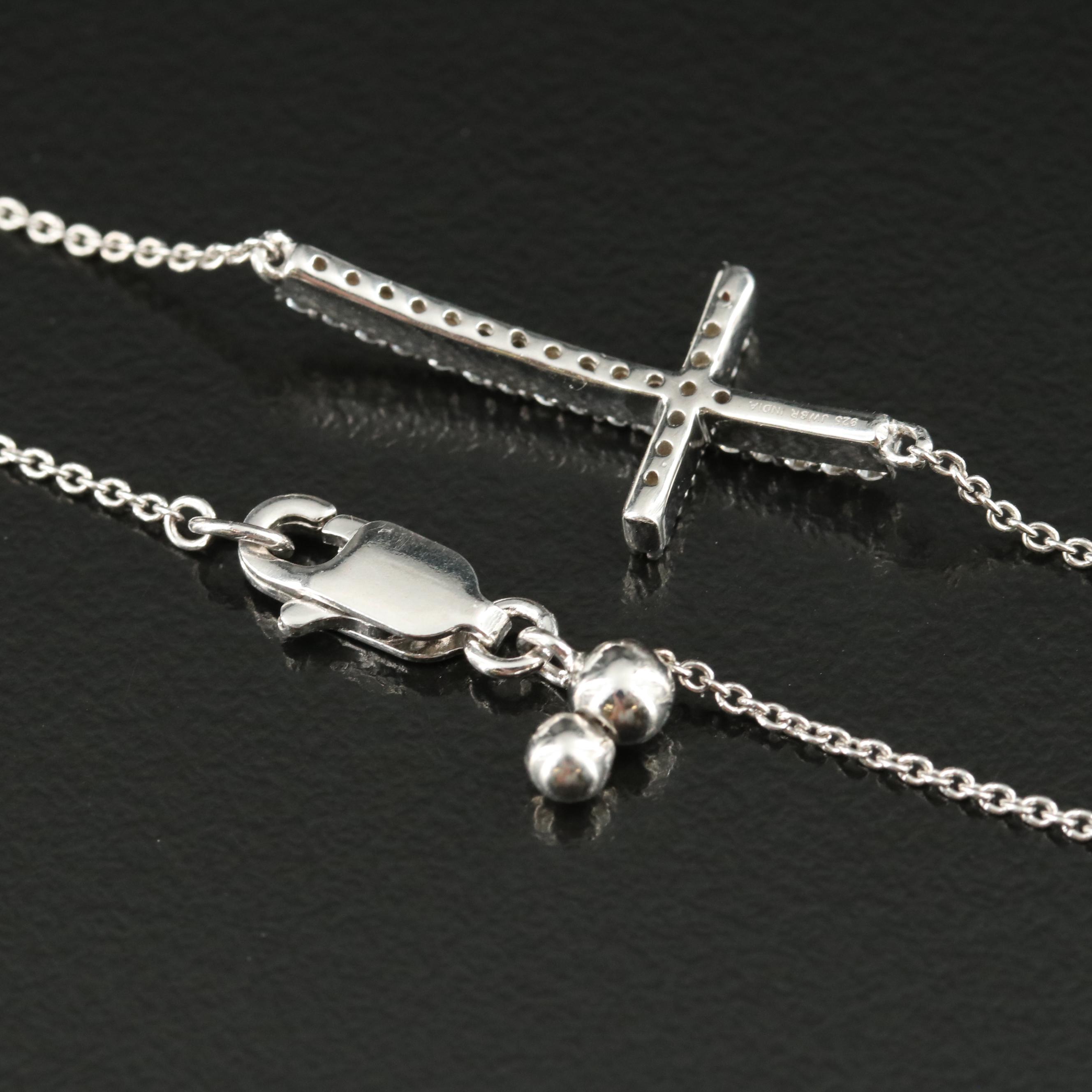 Sterling Sapphire Cross Bracelet