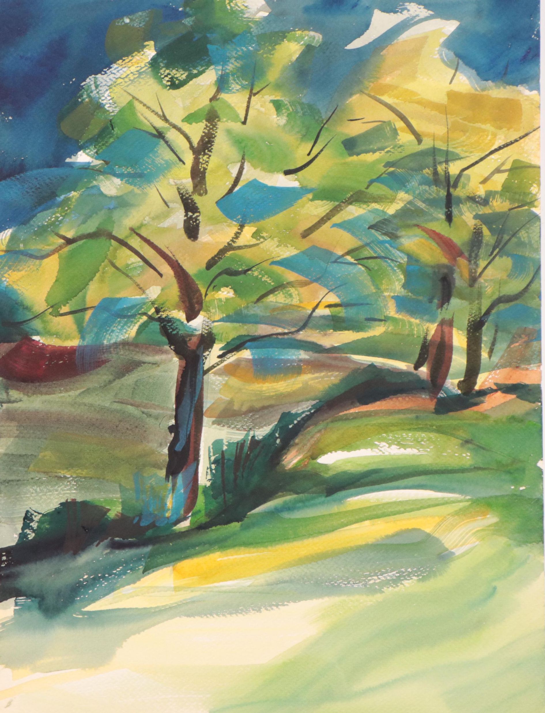 Robert Domin Watercolor Painting of Landscape