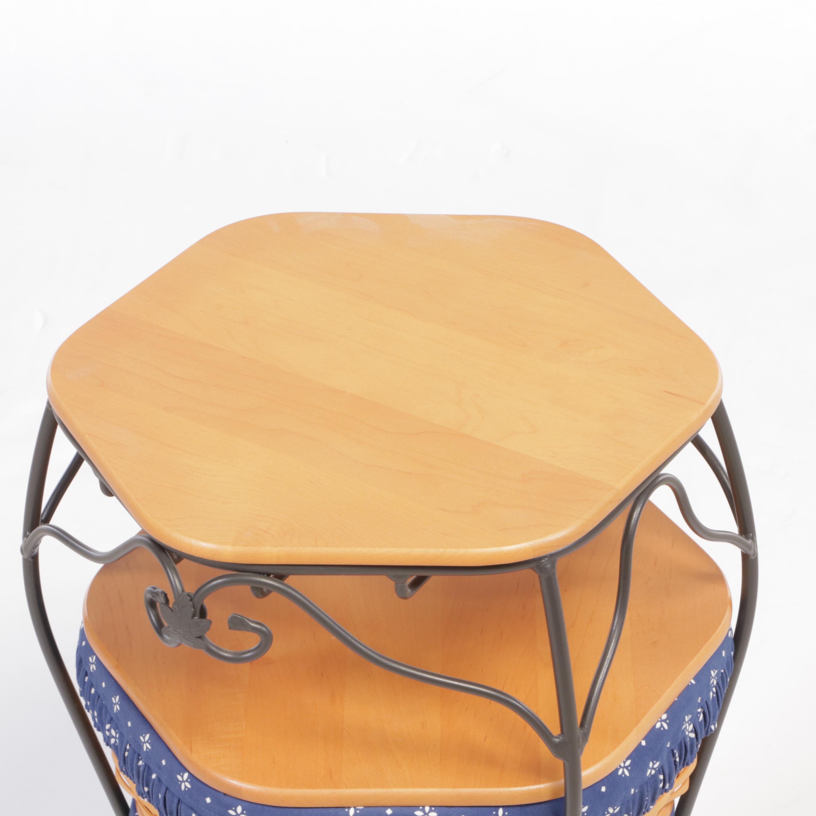 Three Longaberger Graduated Baskets Plus Wrought Iron Stand