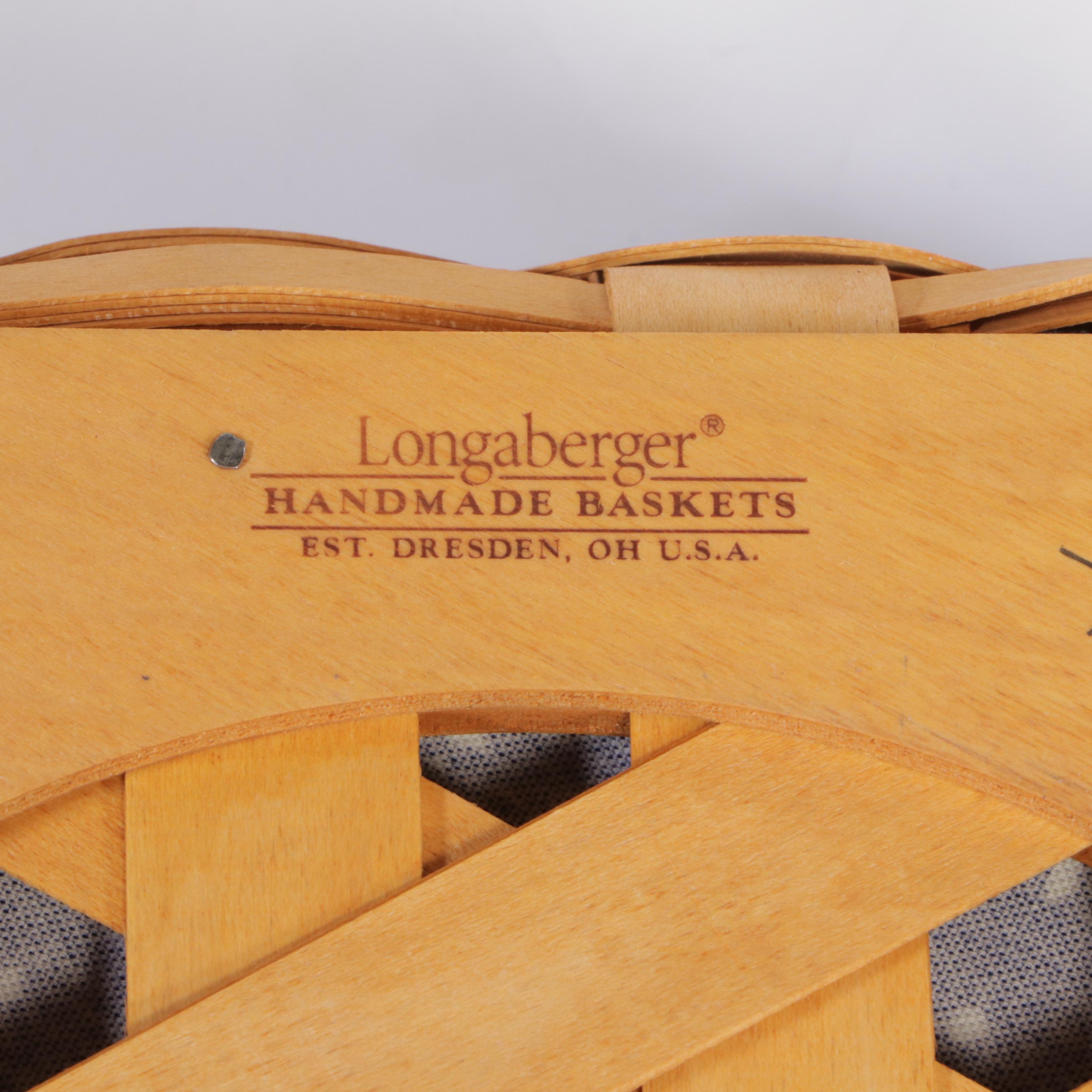 Three Longaberger Graduated Baskets Plus Wrought Iron Stand
