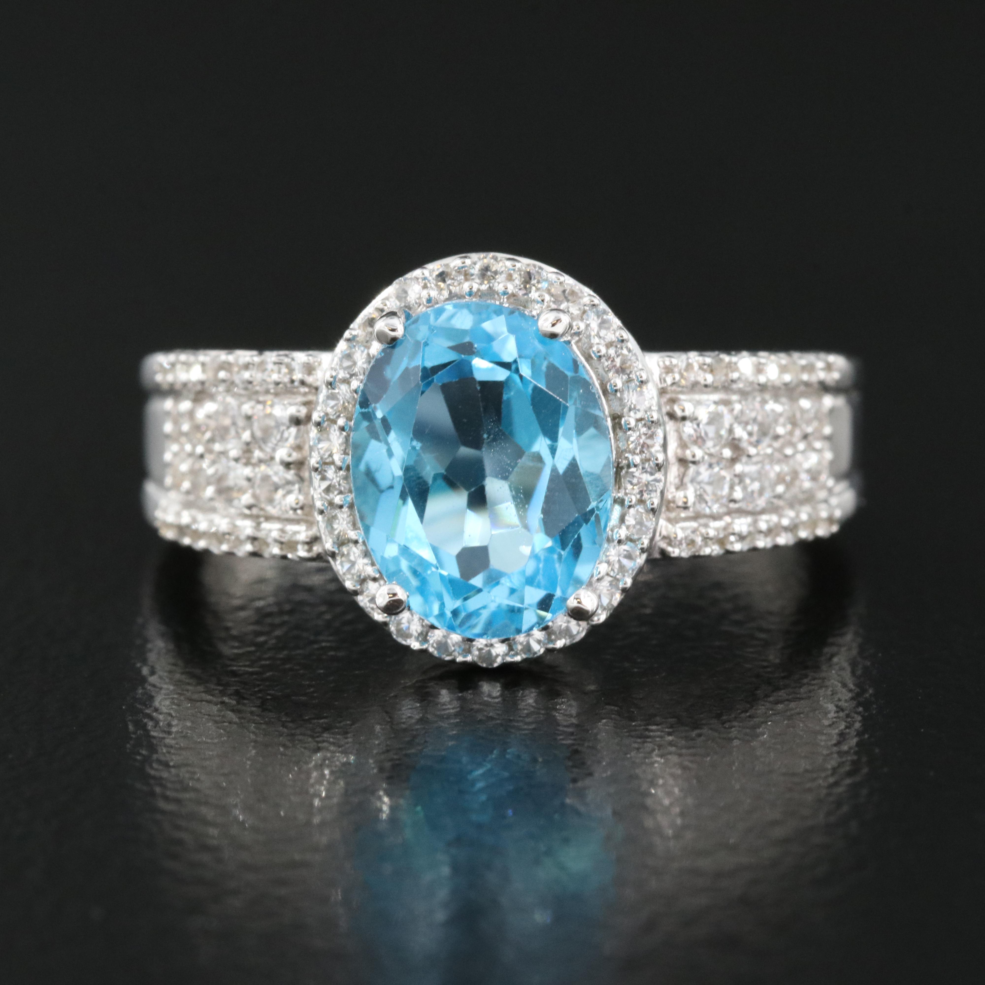 Sterling Swiss Blue Topaz and Sapphire Ring