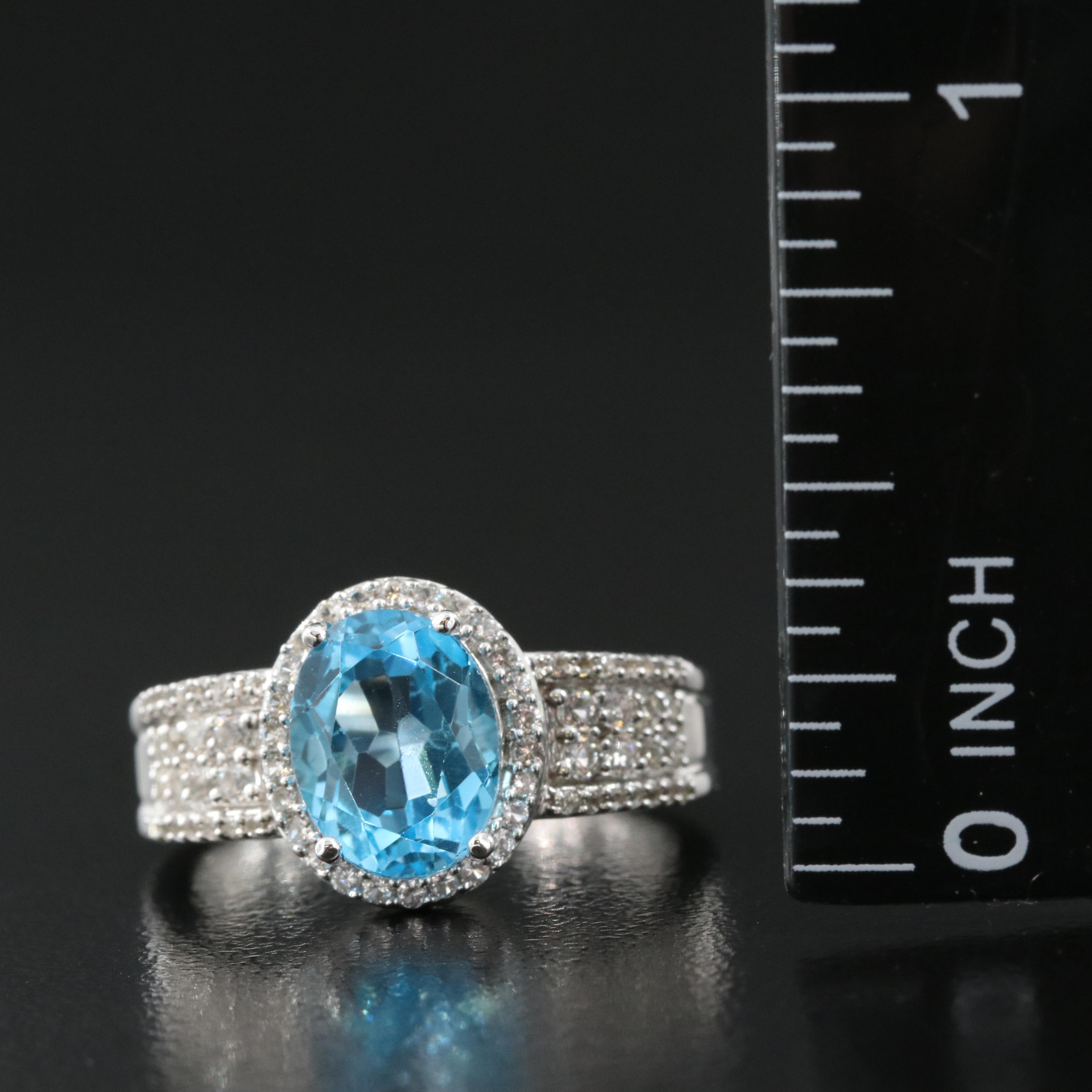 Sterling Swiss Blue Topaz and Sapphire Ring