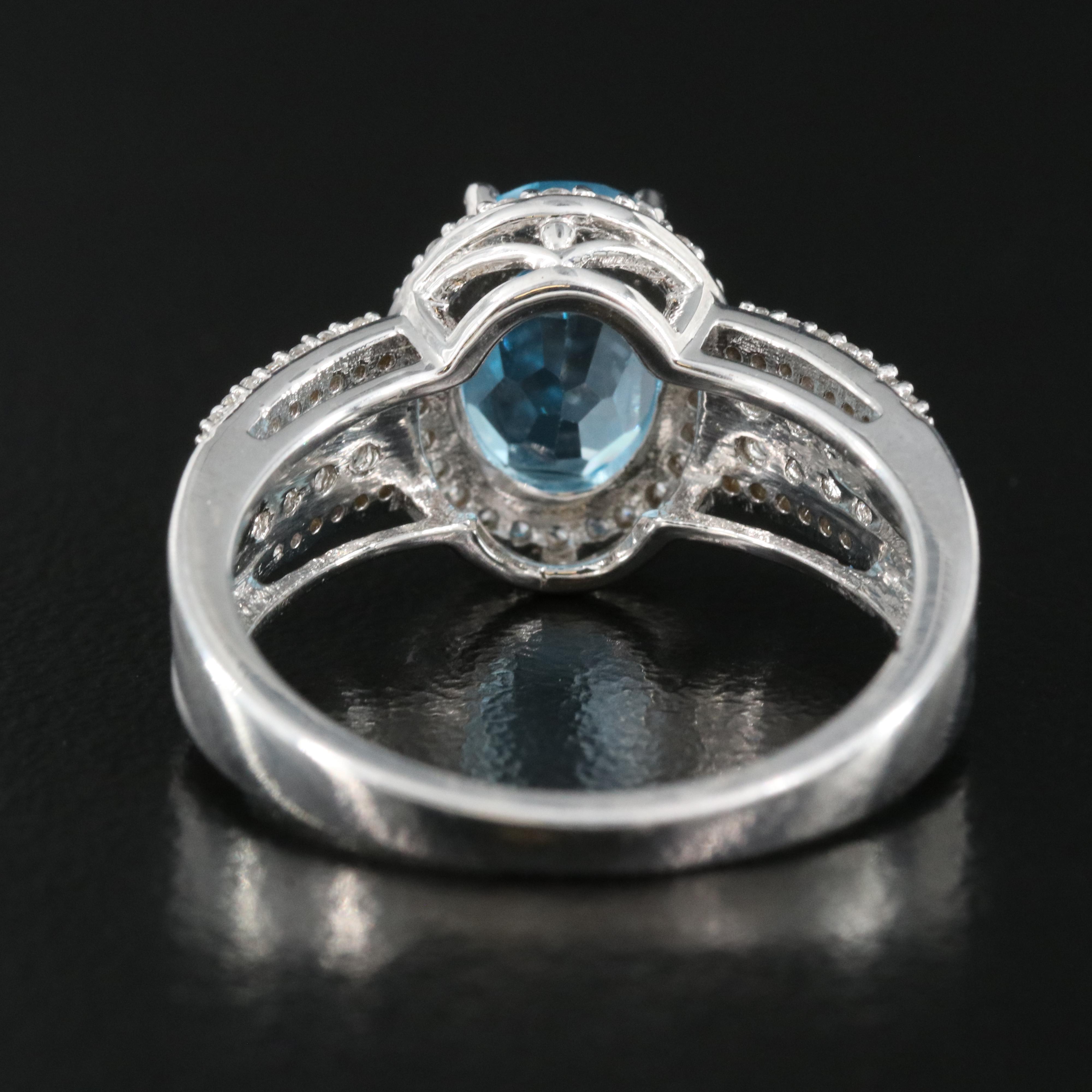 Sterling Swiss Blue Topaz and Sapphire Ring