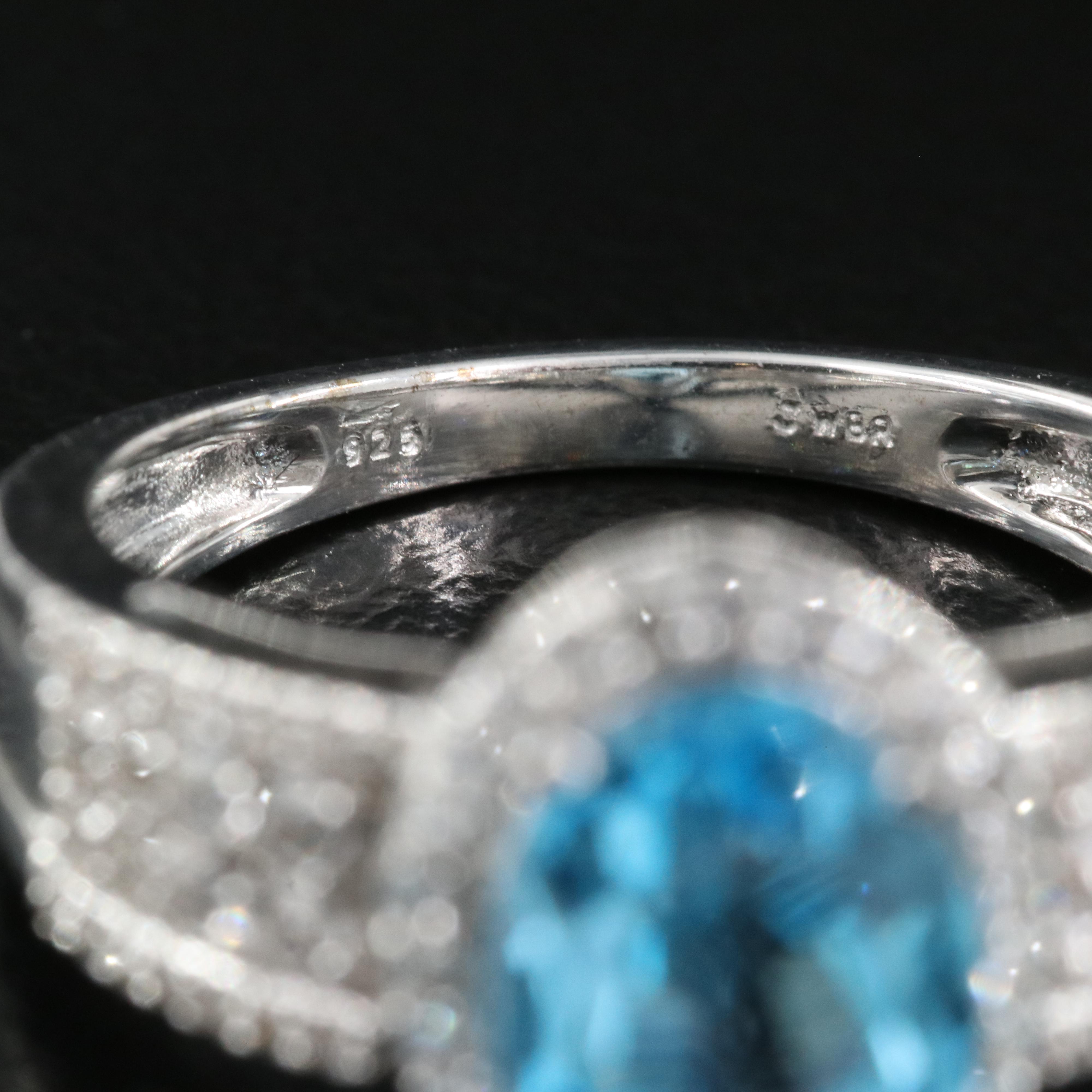 Sterling Swiss Blue Topaz and Sapphire Ring