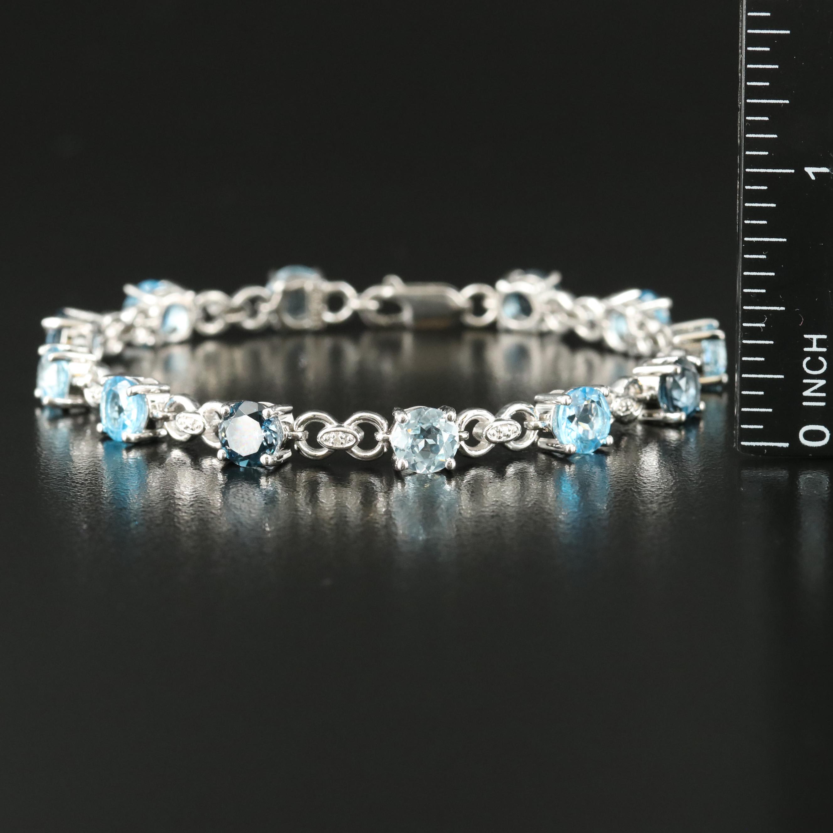 Sterling Topaz and Diamond Bracelet
