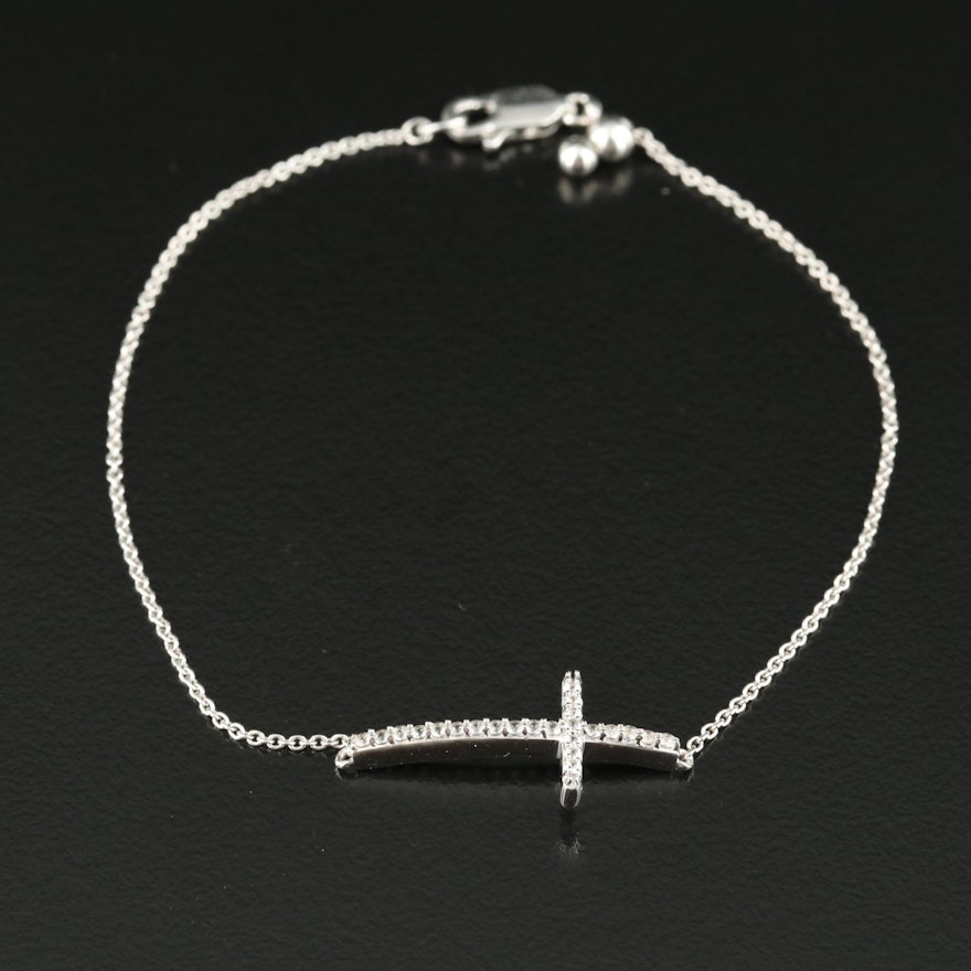 Sterling Sapphire Cross Bracelet