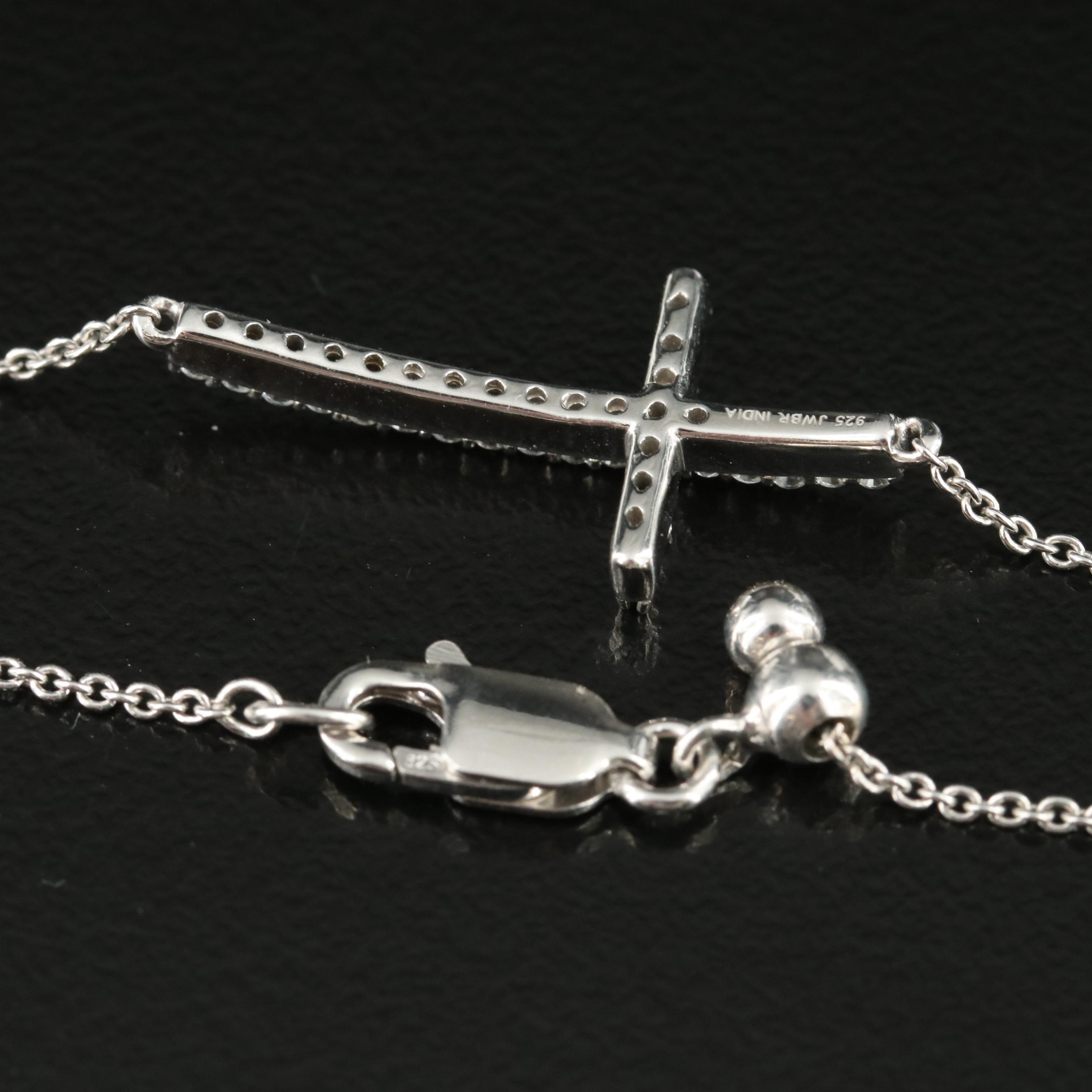 Sterling Sapphire Cross Bracelet