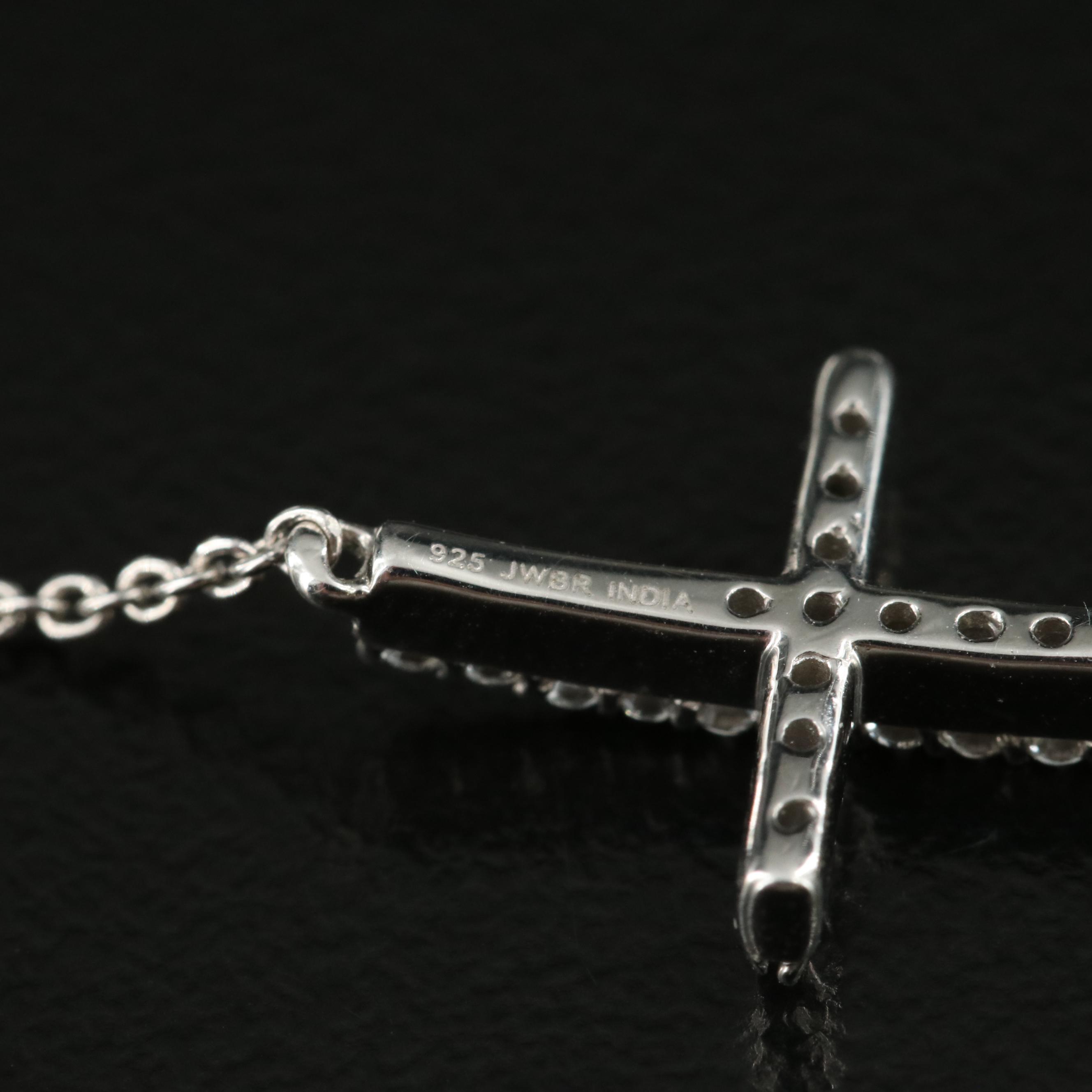 Sterling Sapphire Cross Bracelet