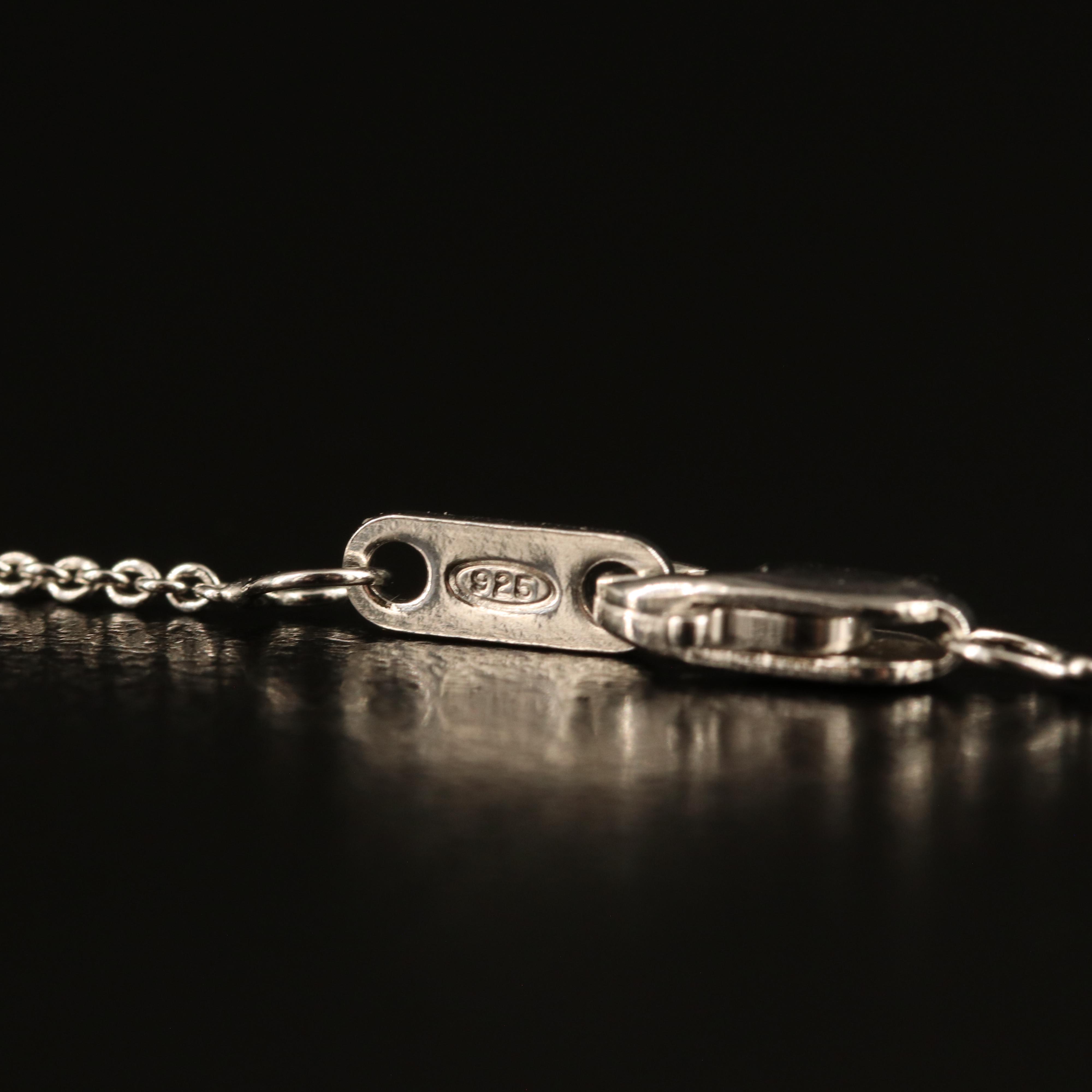 Sterling Sapphire and White Sapphire Pendant Necklace