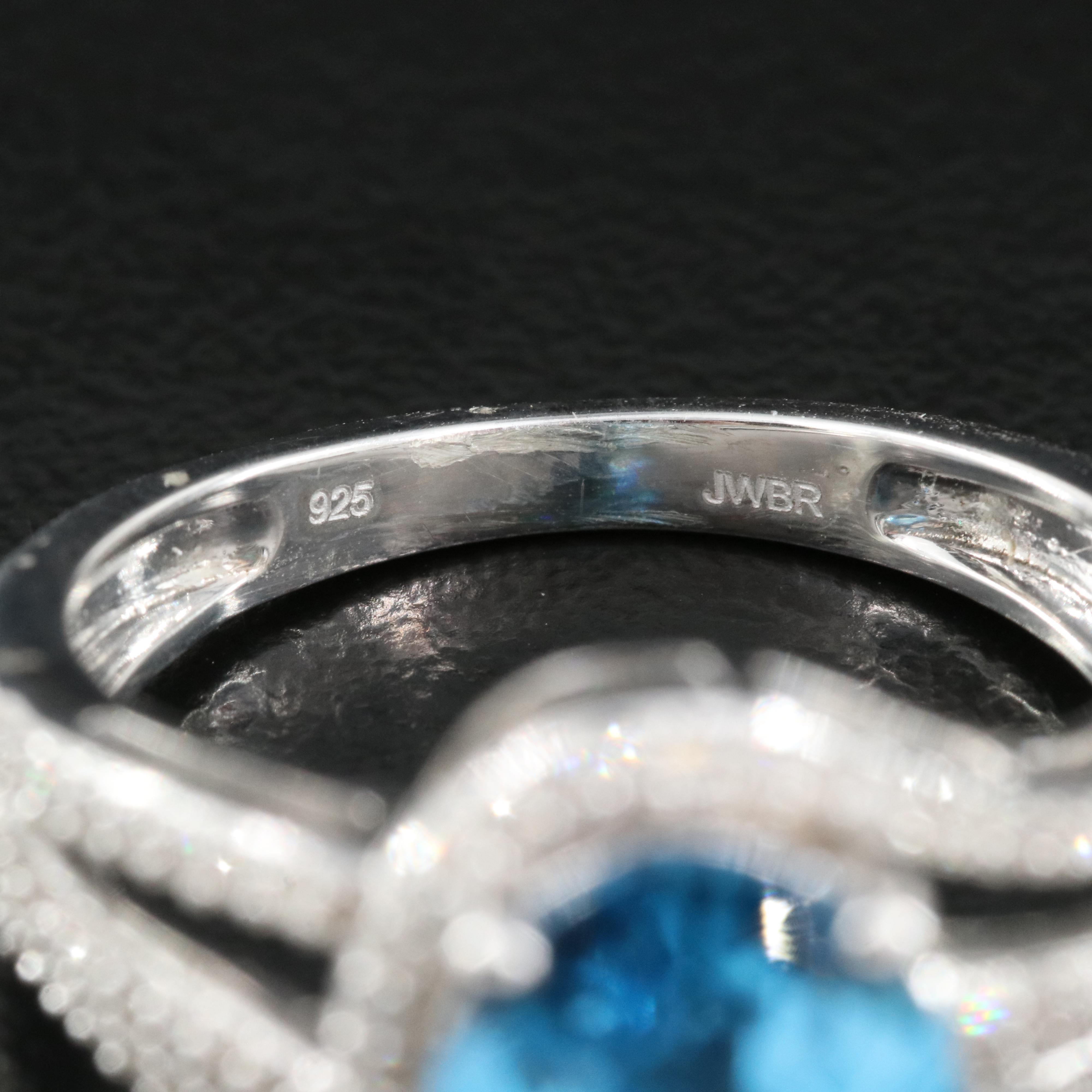 Sterling Swiss Blue Topaz and Diamond Ring