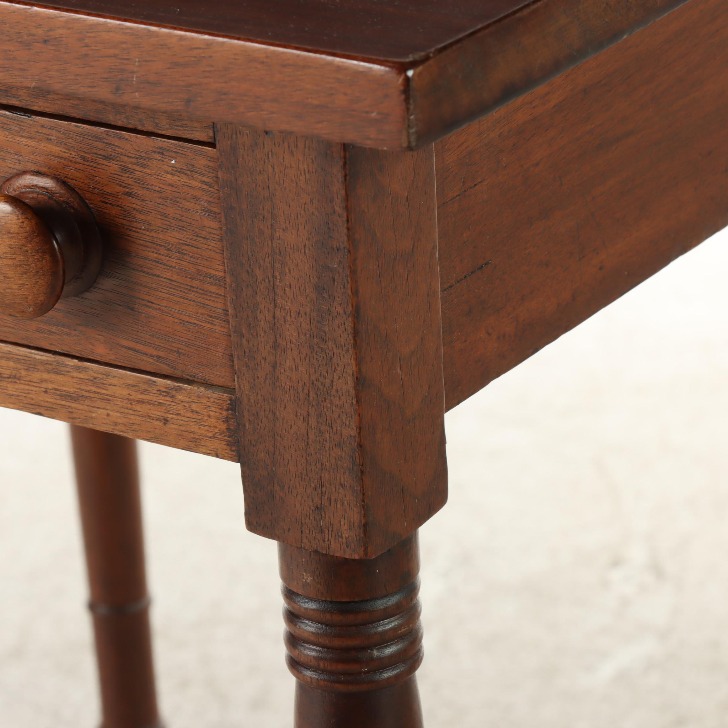 American Primitive Walnut Side Table, 19th Century