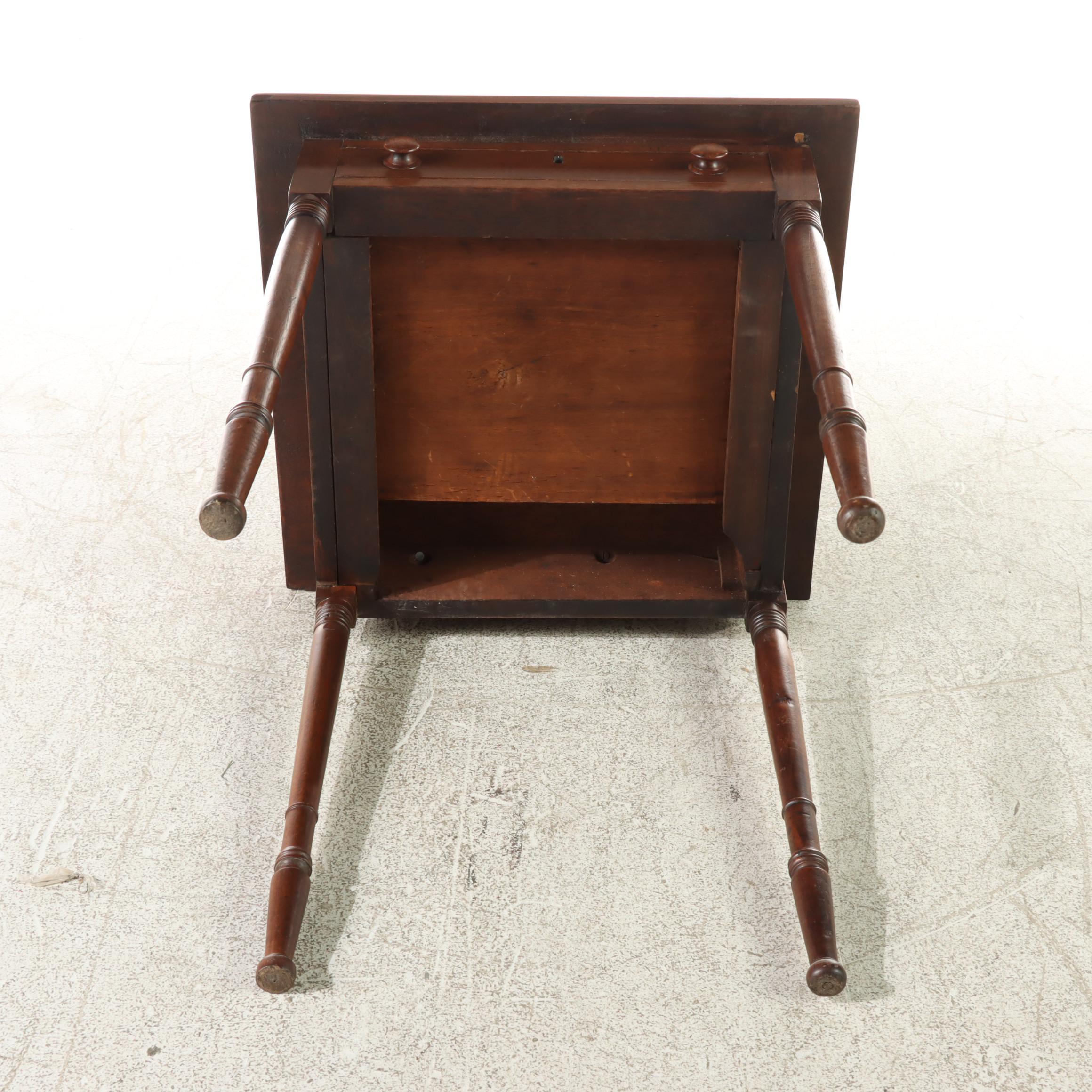 American Primitive Walnut Side Table, 19th Century