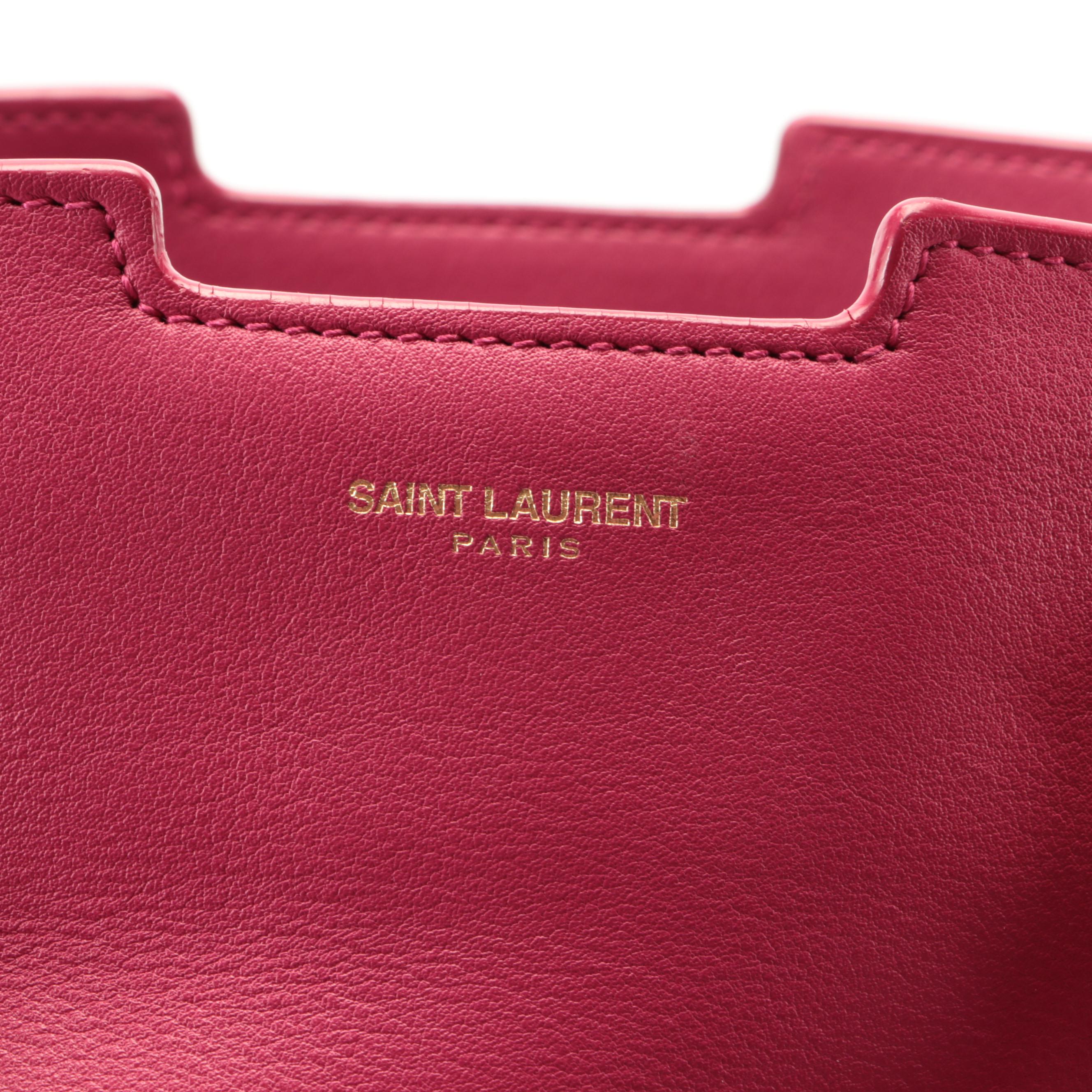 Saint Laurent Classic Y Cabas in Fuchsia Calfskin Leather
