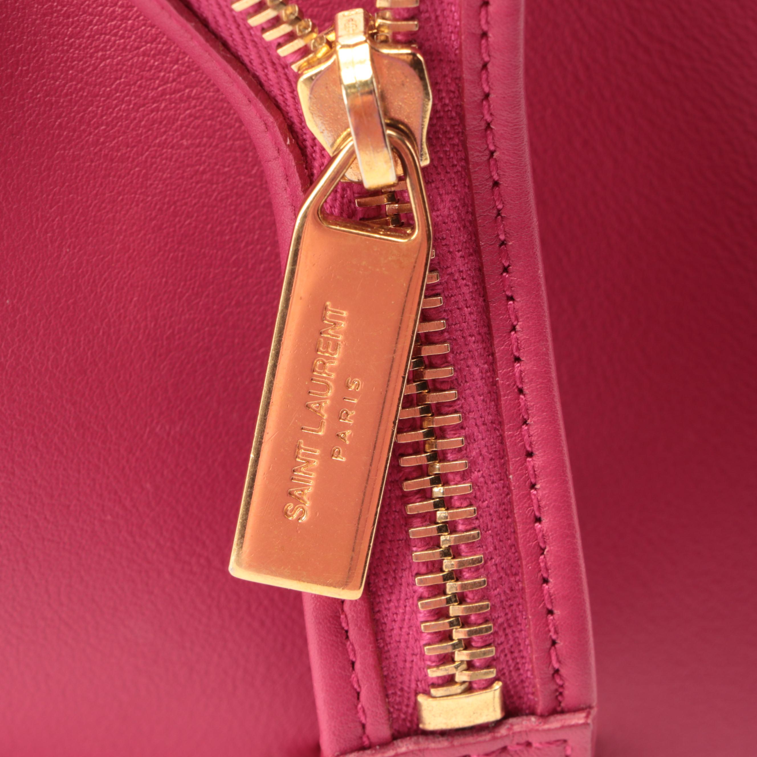 Saint Laurent Classic Y Cabas in Fuchsia Calfskin Leather
