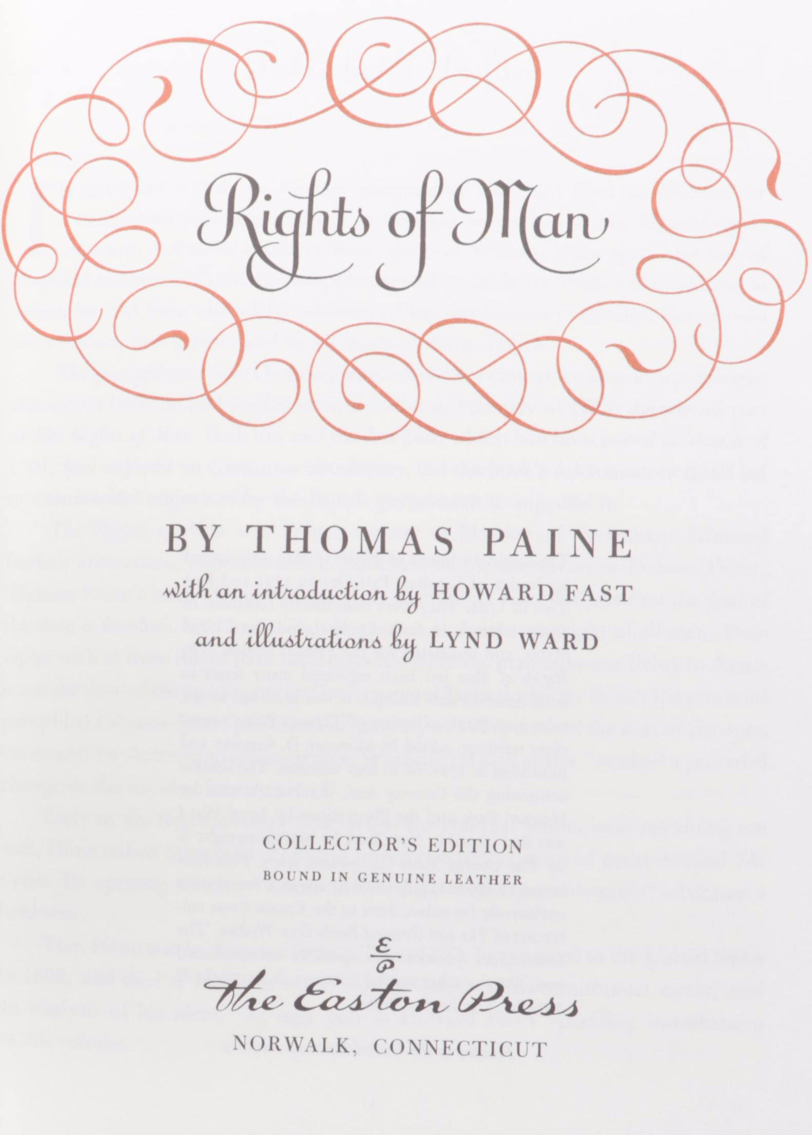 Easton Press Lynd Ward Illustrated "Rights of Man" by Thomas Paine