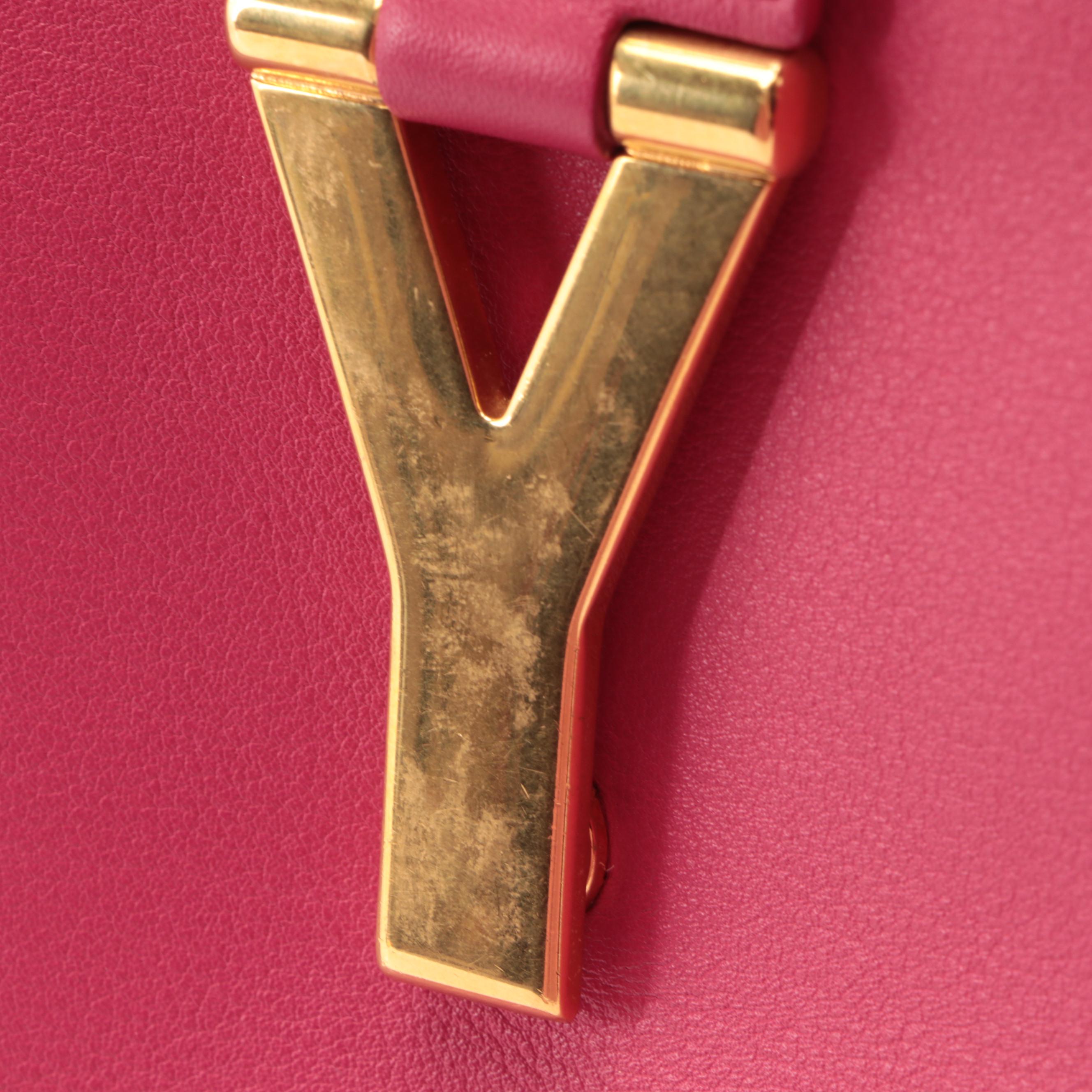 Saint Laurent Classic Y Cabas in Fuchsia Calfskin Leather