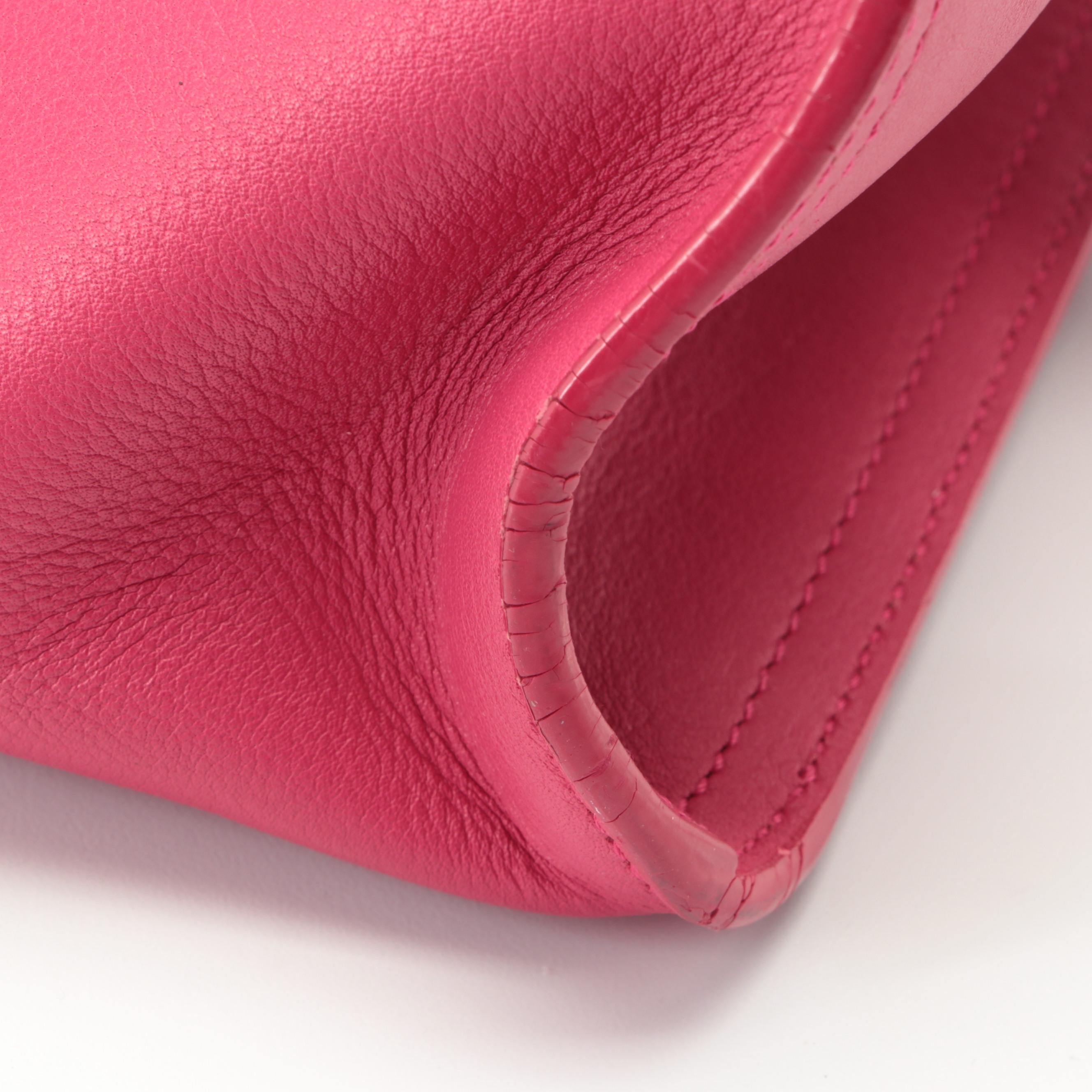 Saint Laurent Classic Y Cabas in Fuchsia Calfskin Leather