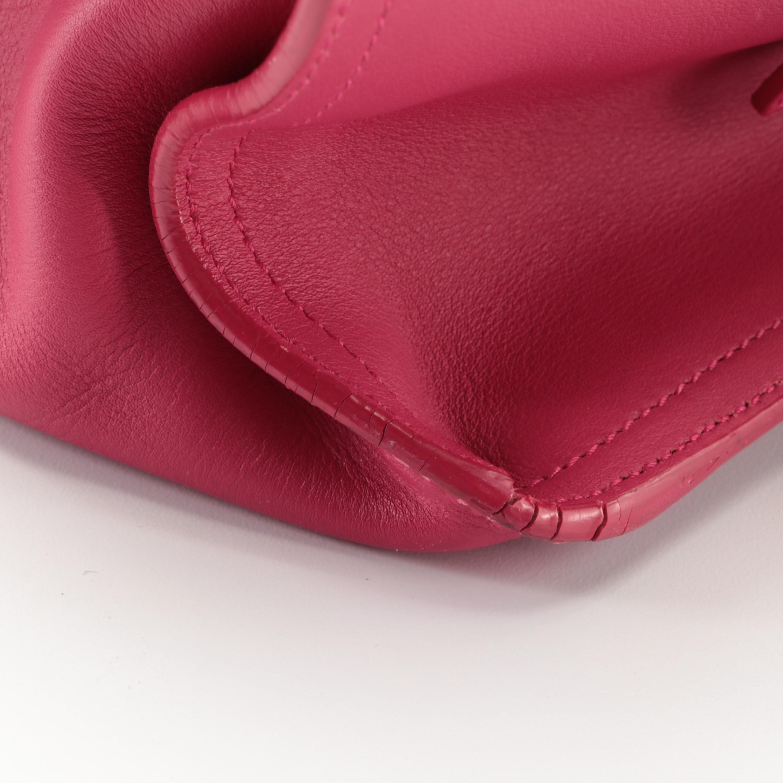 Saint Laurent Classic Y Cabas in Fuchsia Calfskin Leather