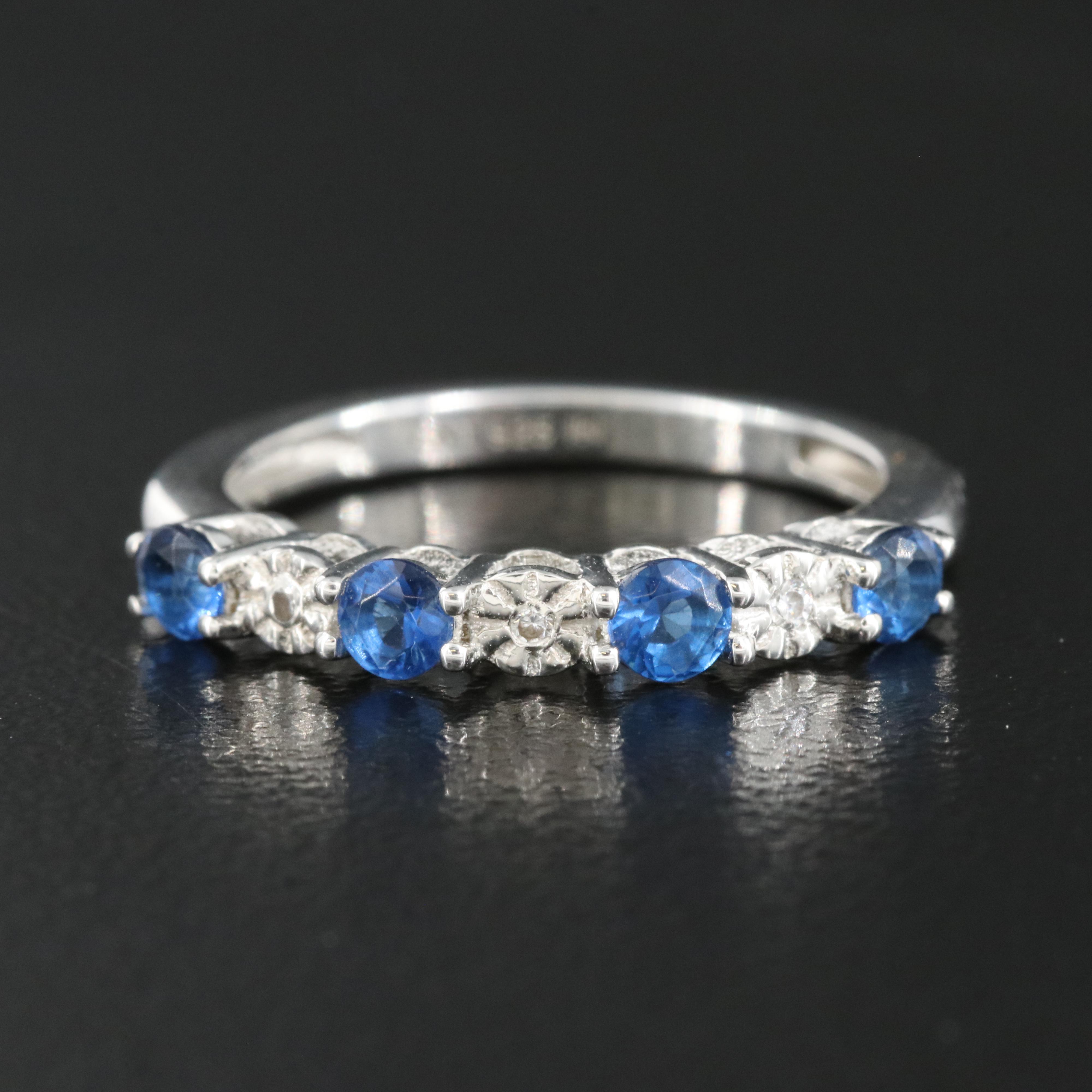 Sterling Glass and Cubic Zirconia Ring