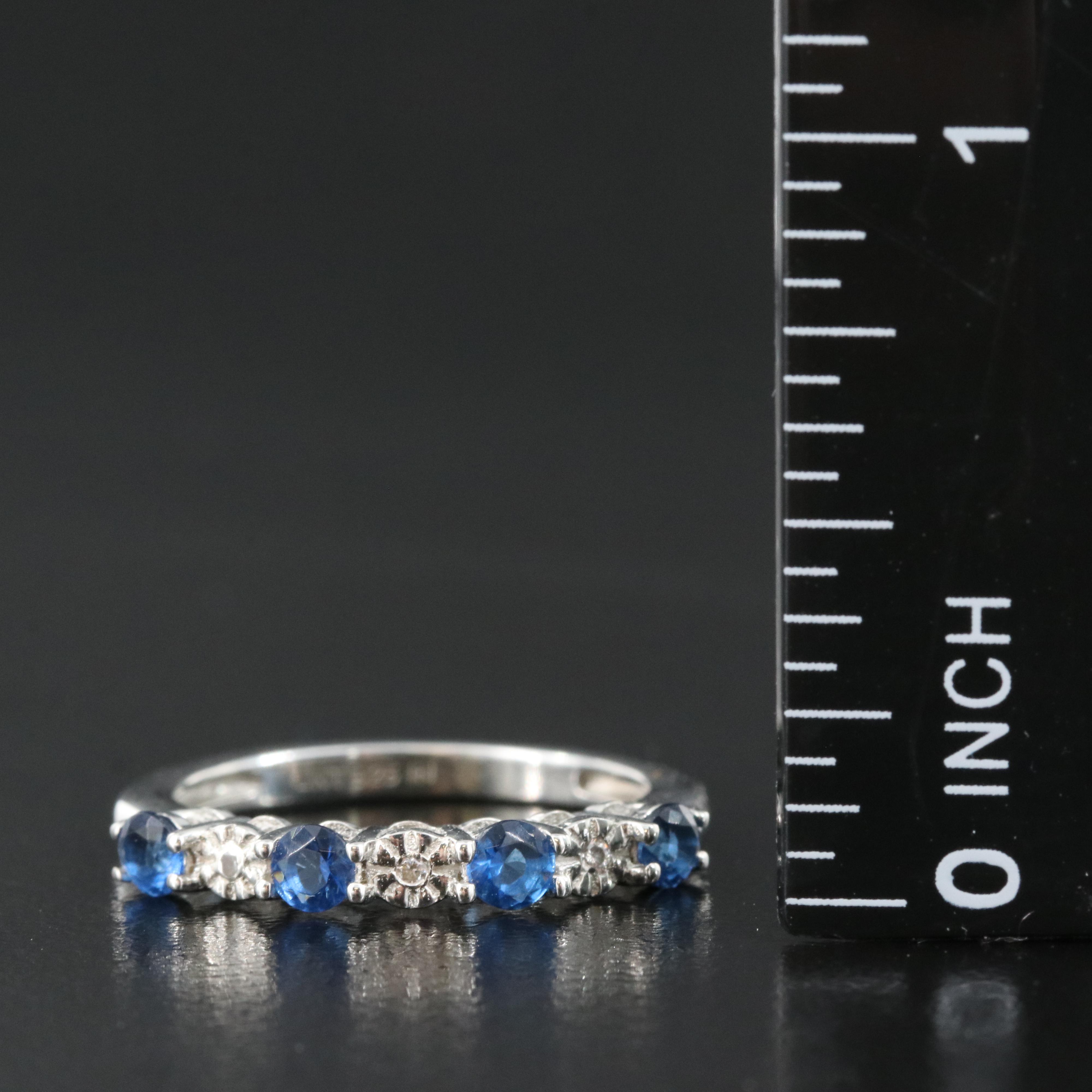 Sterling Glass and Cubic Zirconia Ring