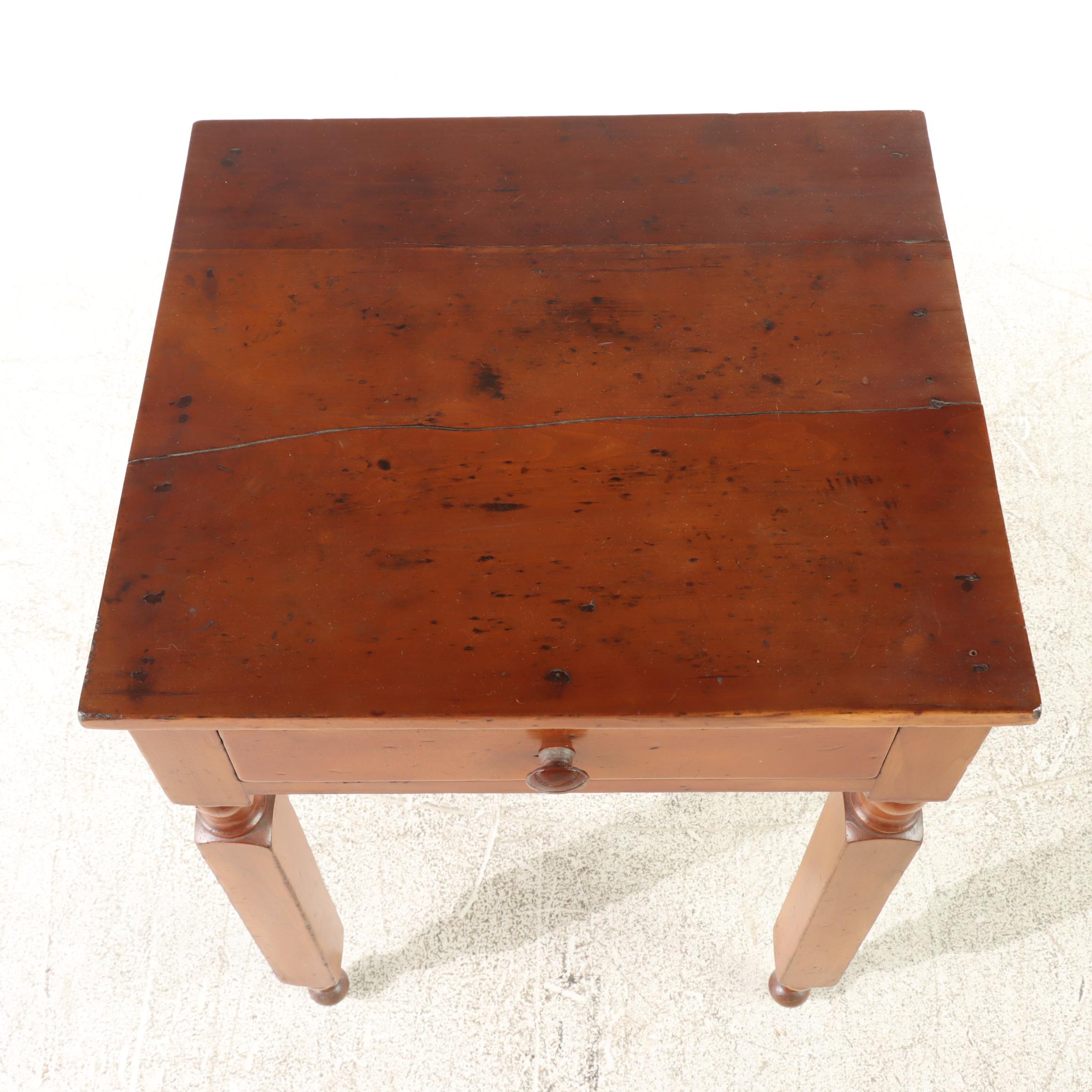 American Primitive Cherrywood Side Table, 19th Century
