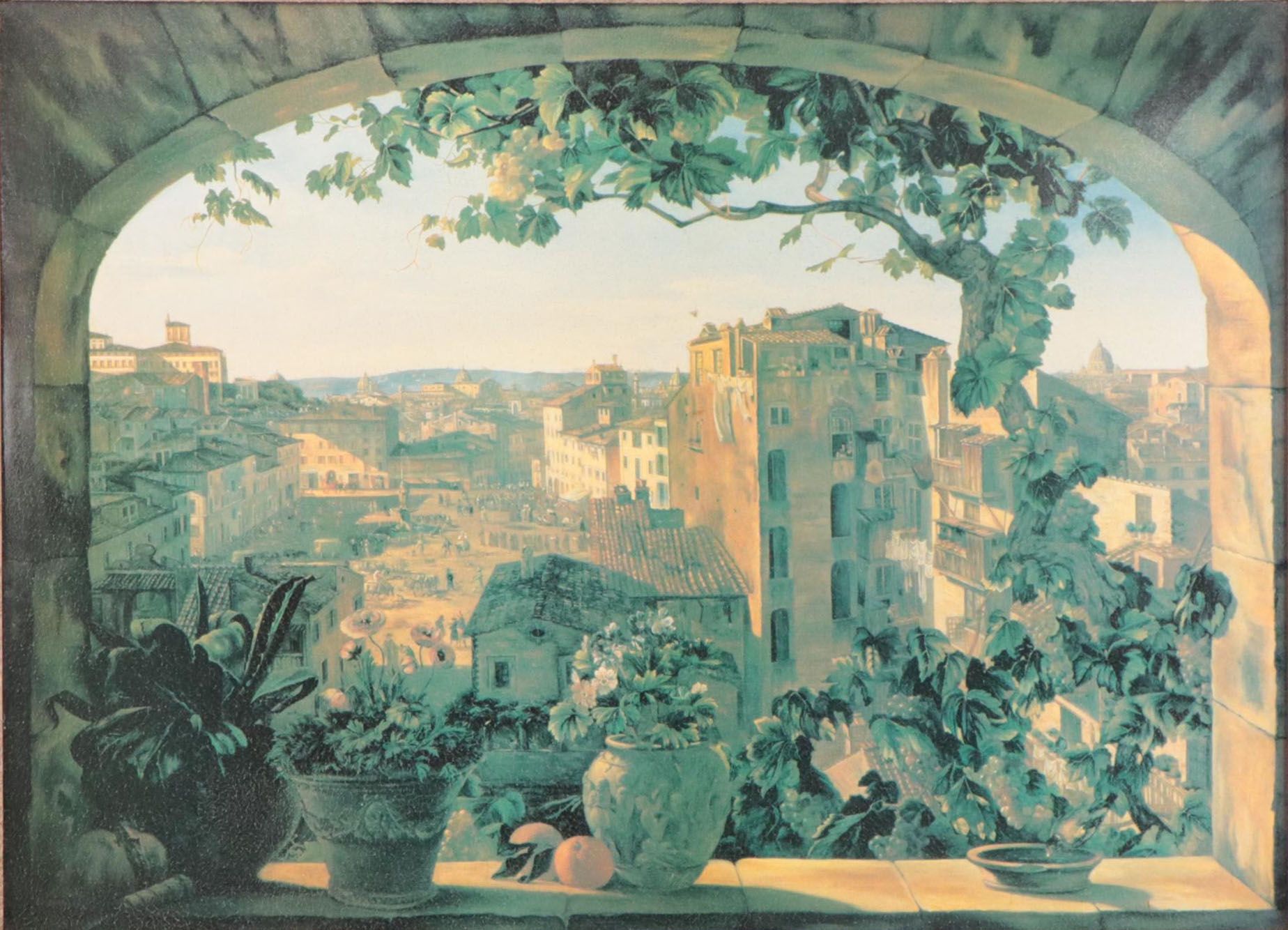 Offset Lithograph of Piazza Barberini