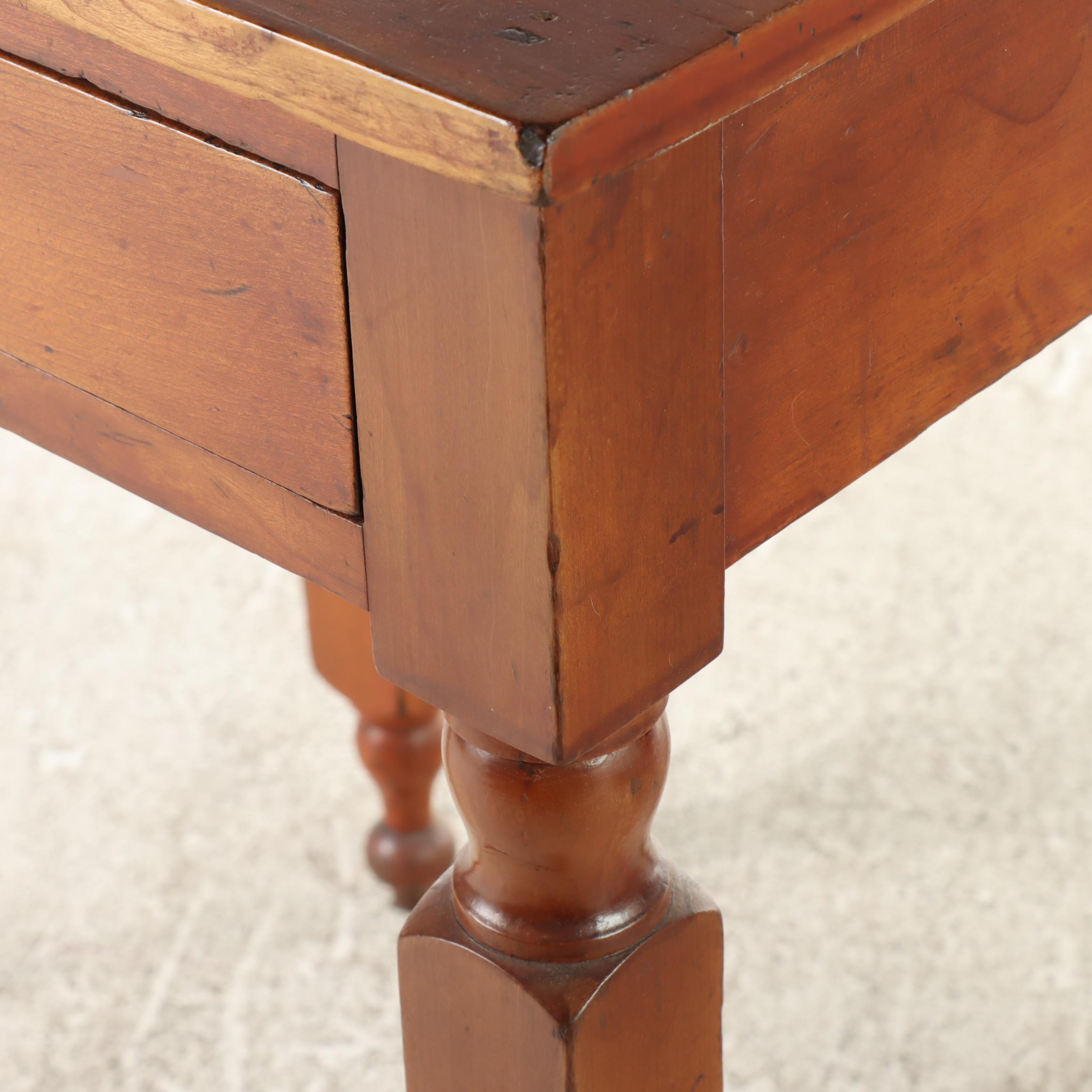 American Primitive Cherrywood Side Table, 19th Century