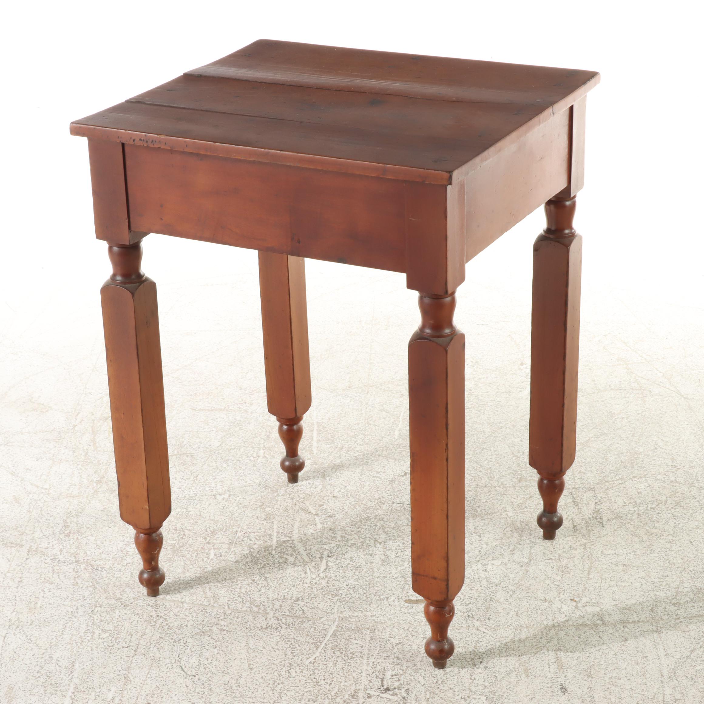 American Primitive Cherrywood Side Table, 19th Century