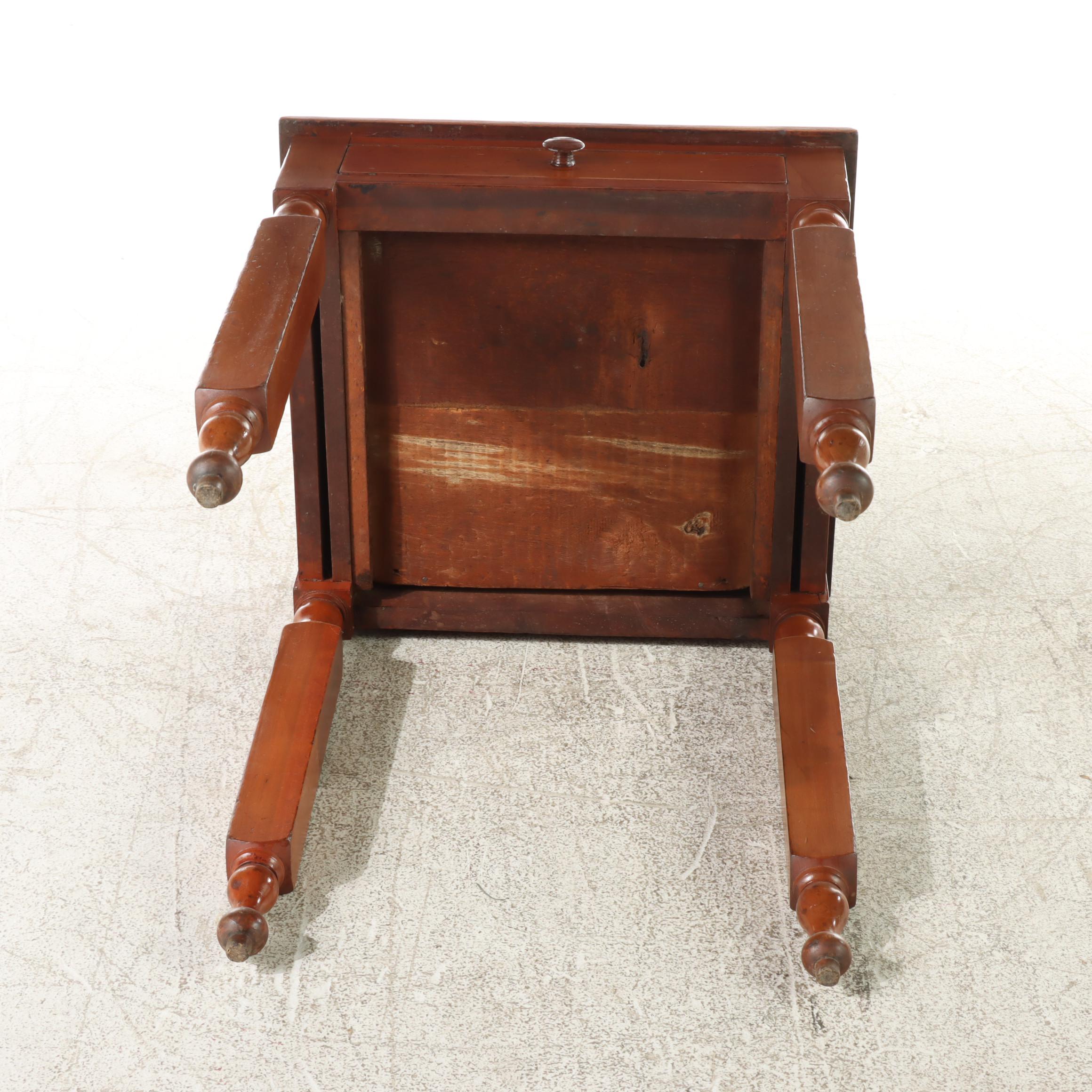 American Primitive Cherrywood Side Table, 19th Century