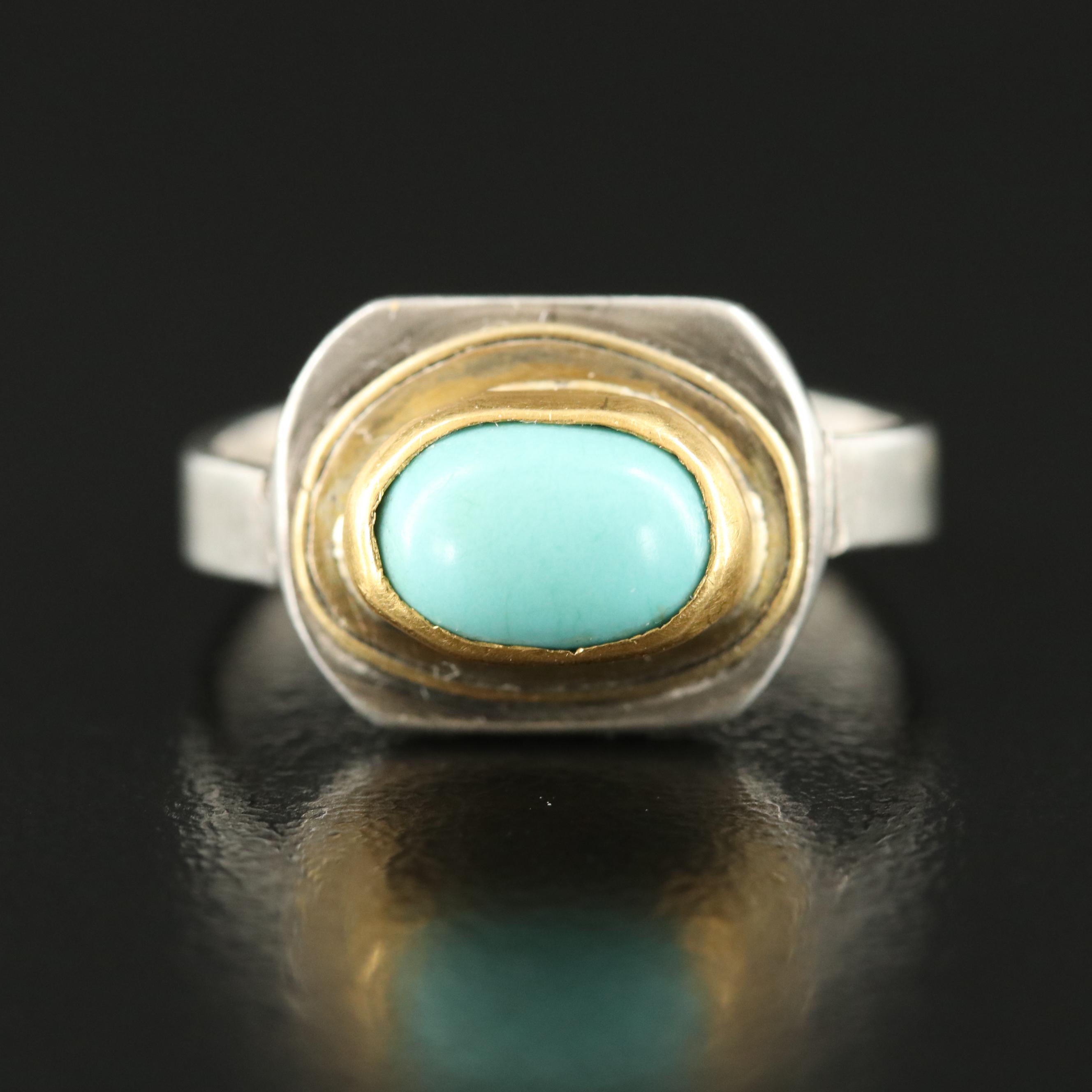 Tai Vaultier Sterling Turquoise Ring with 20K Accent