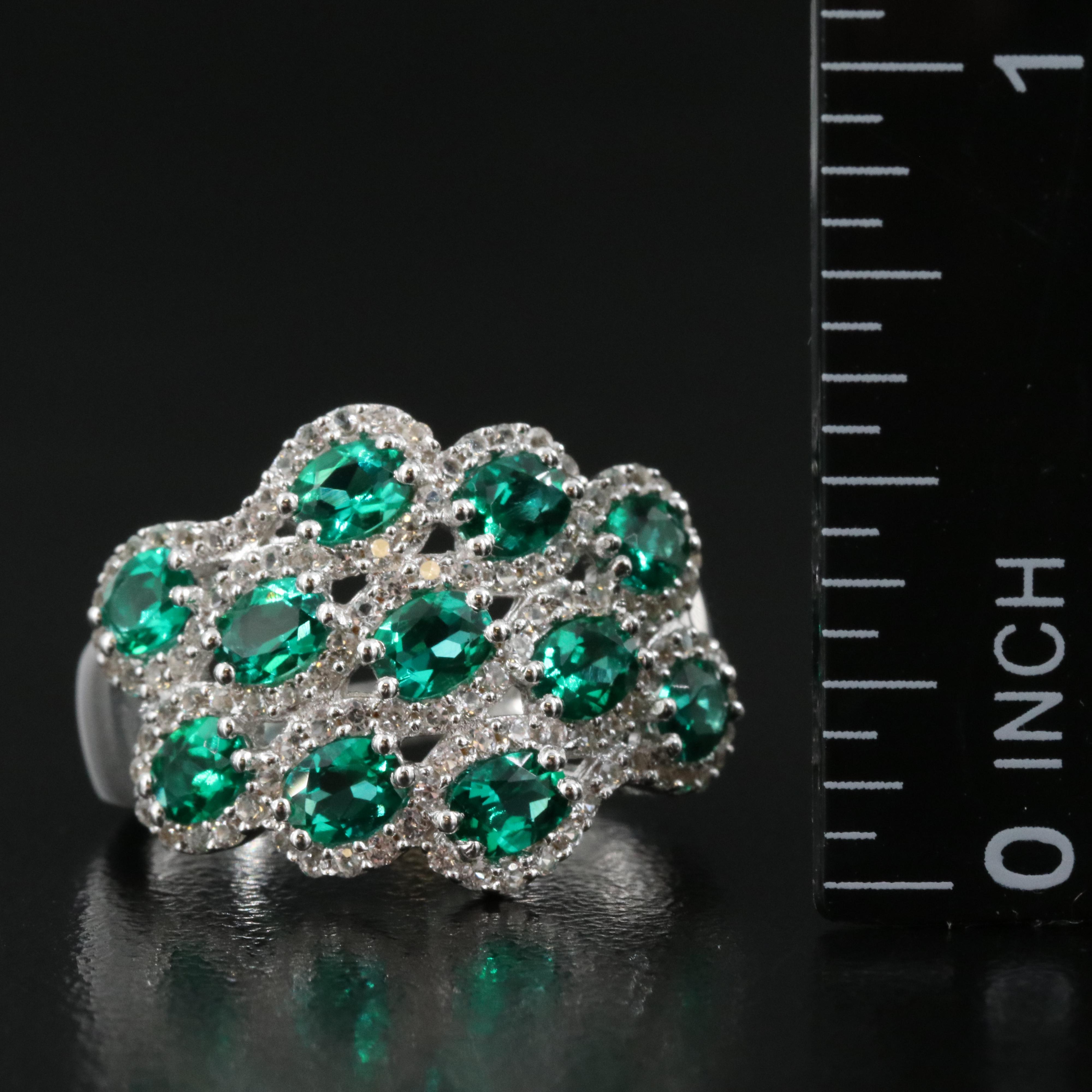 Sterling Emerald and Sapphire Ring