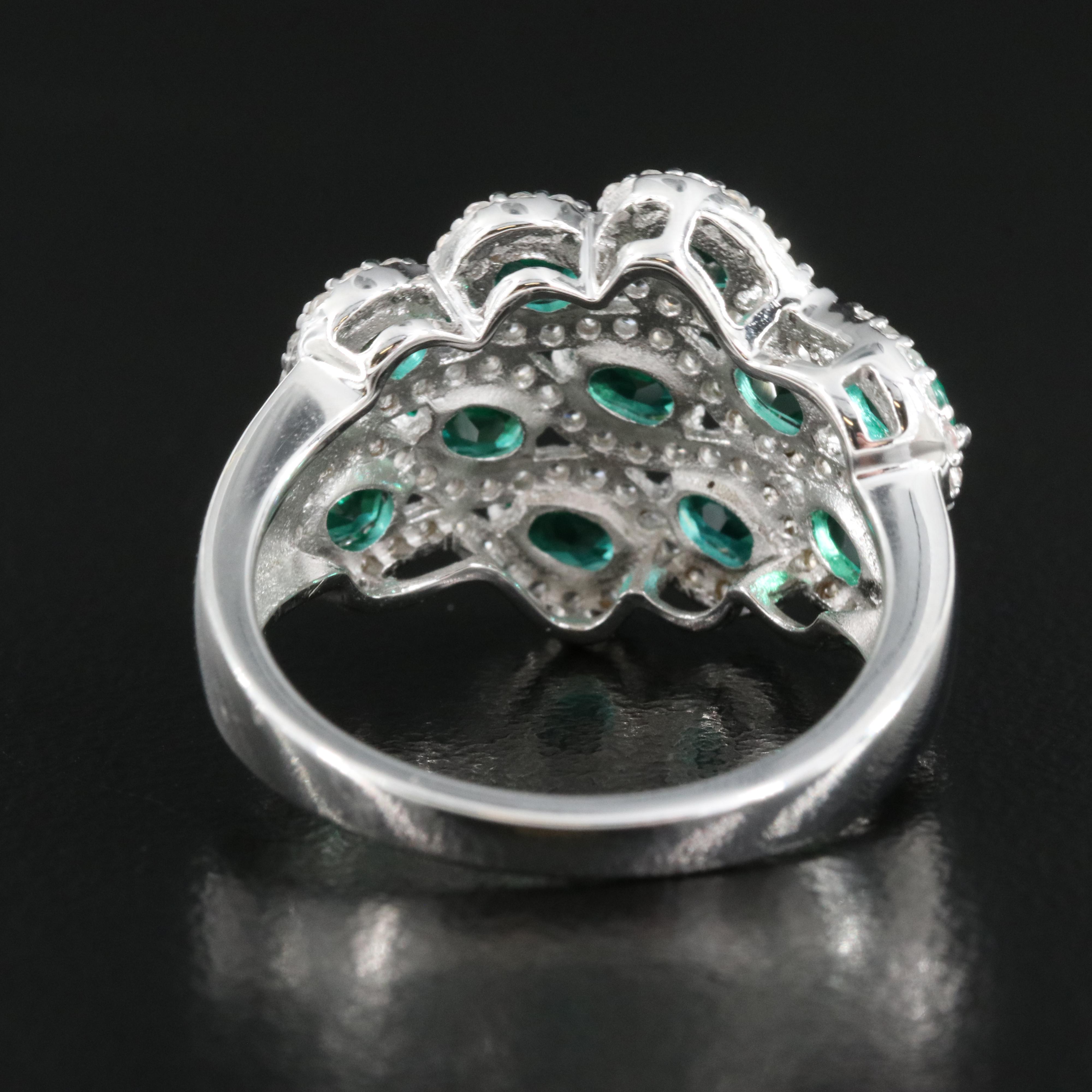 Sterling Emerald and Sapphire Ring