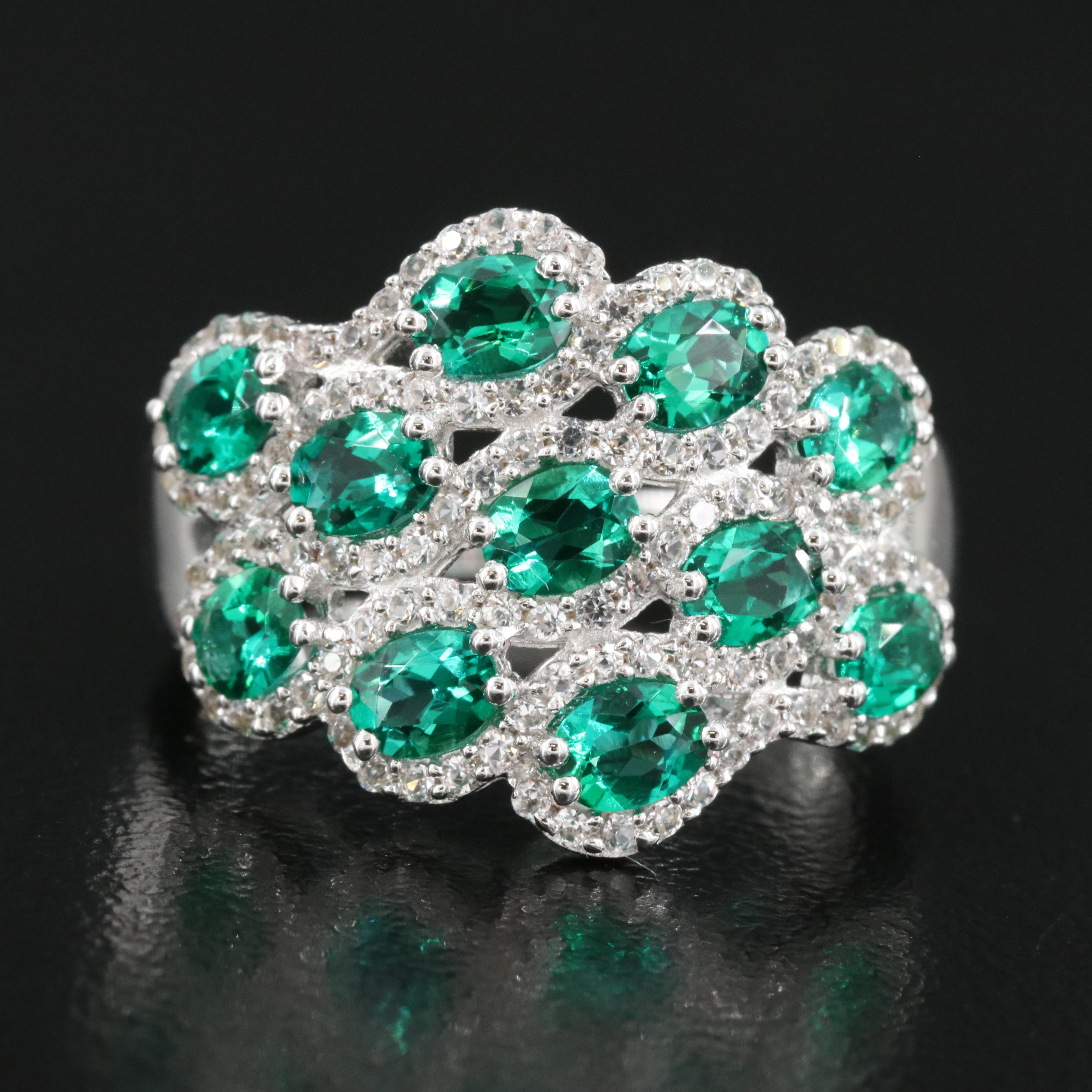 Sterling Emerald and Sapphire Ring