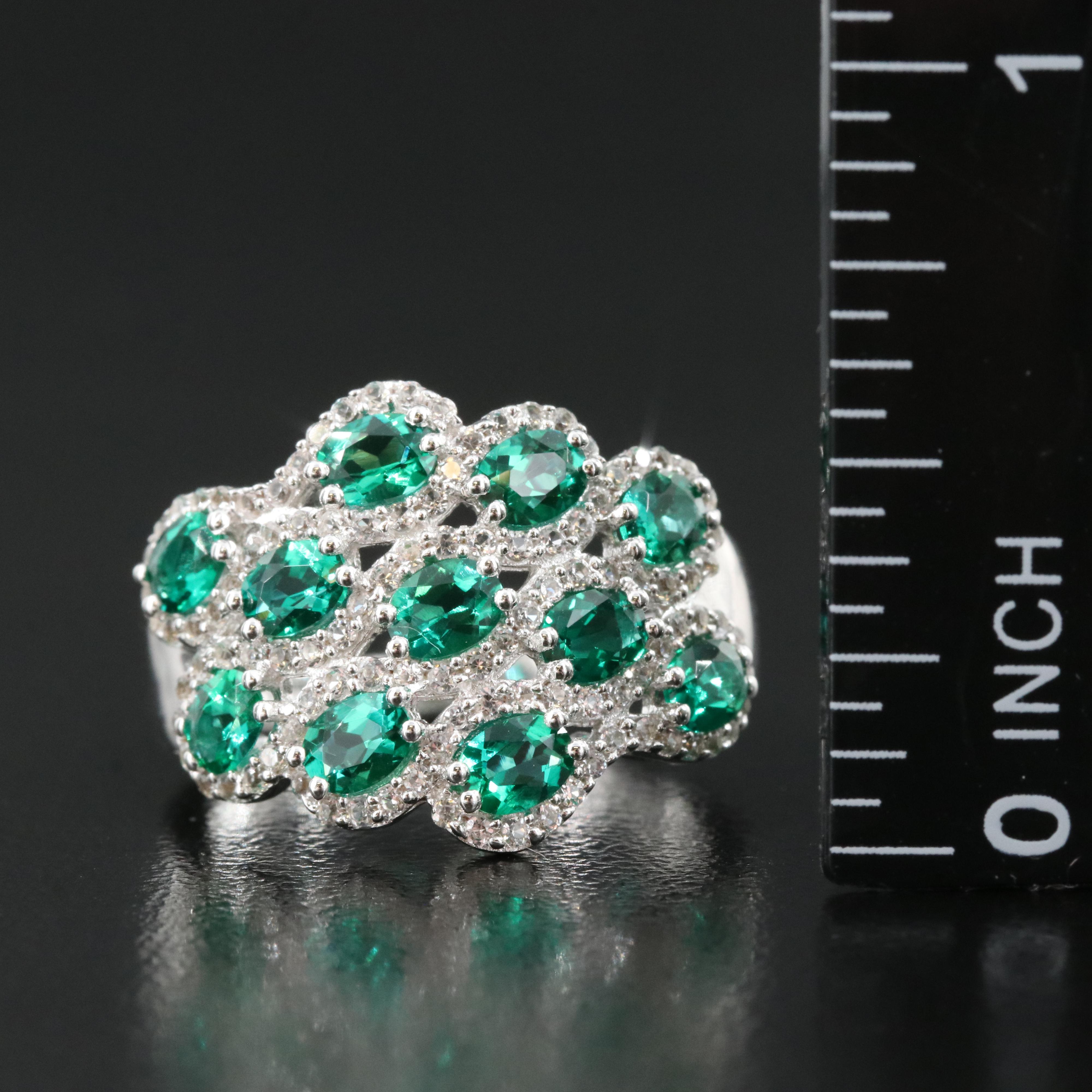Sterling Emerald and Sapphire Ring