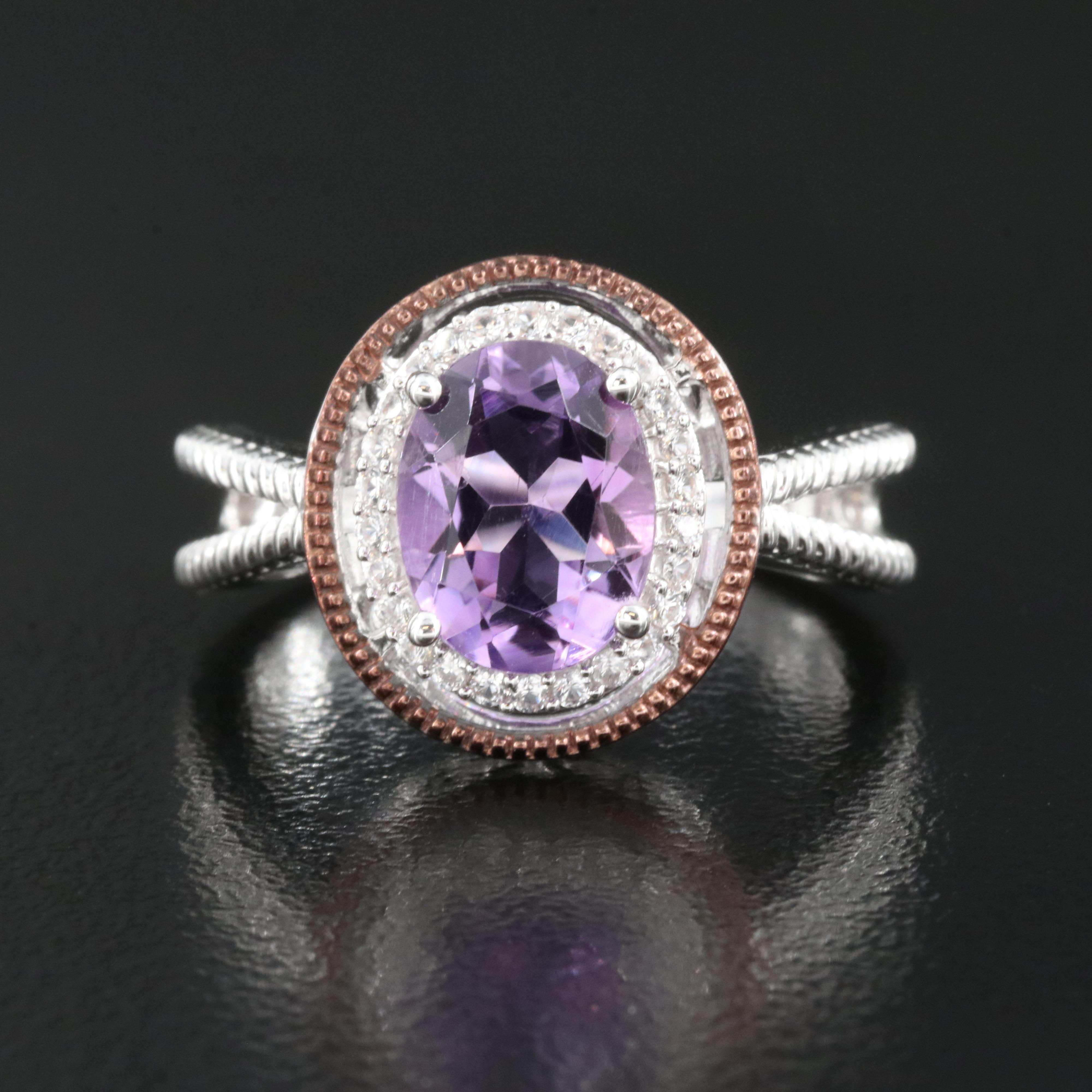 Sterling Amethyst and Sapphire Ring