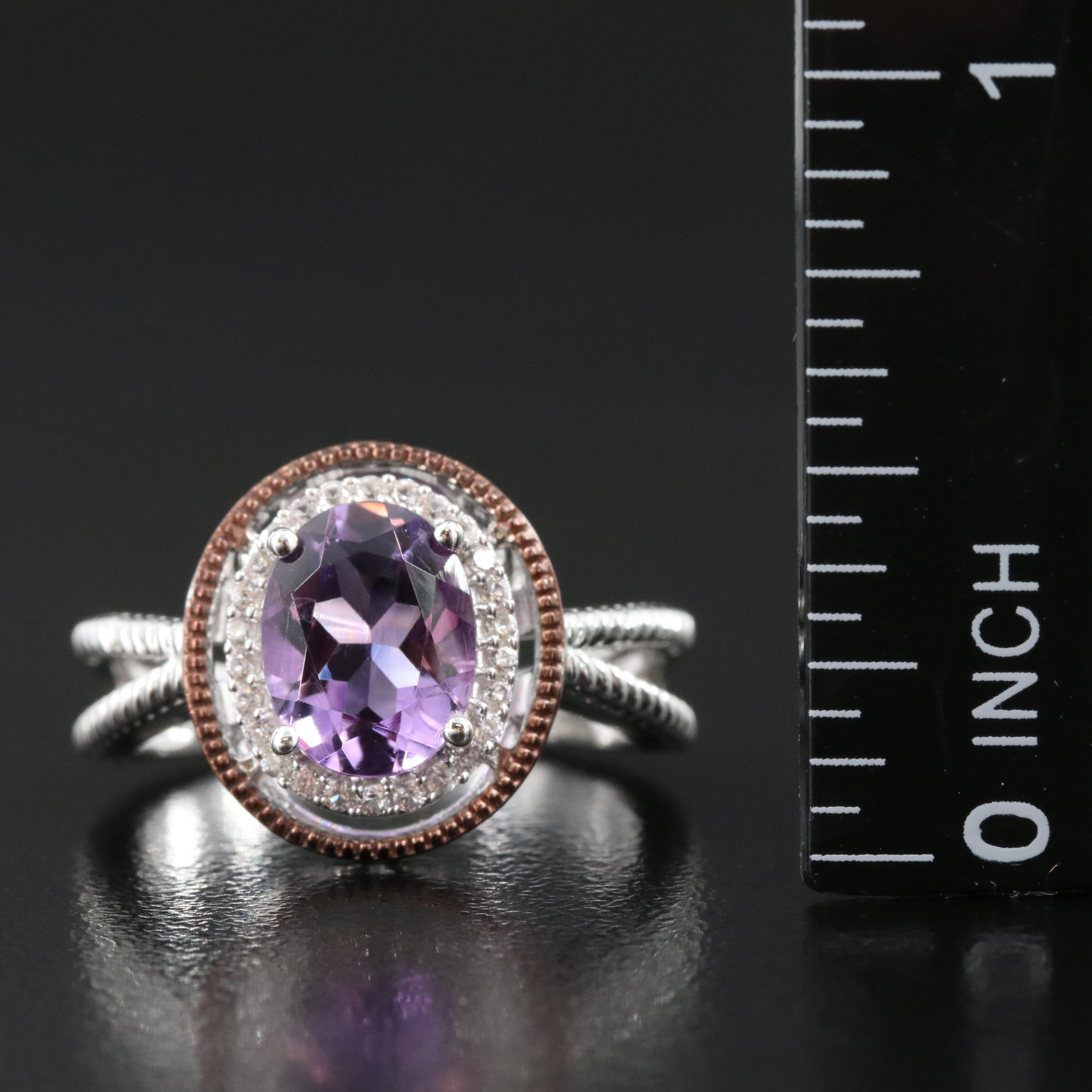 Sterling Amethyst and Sapphire Ring