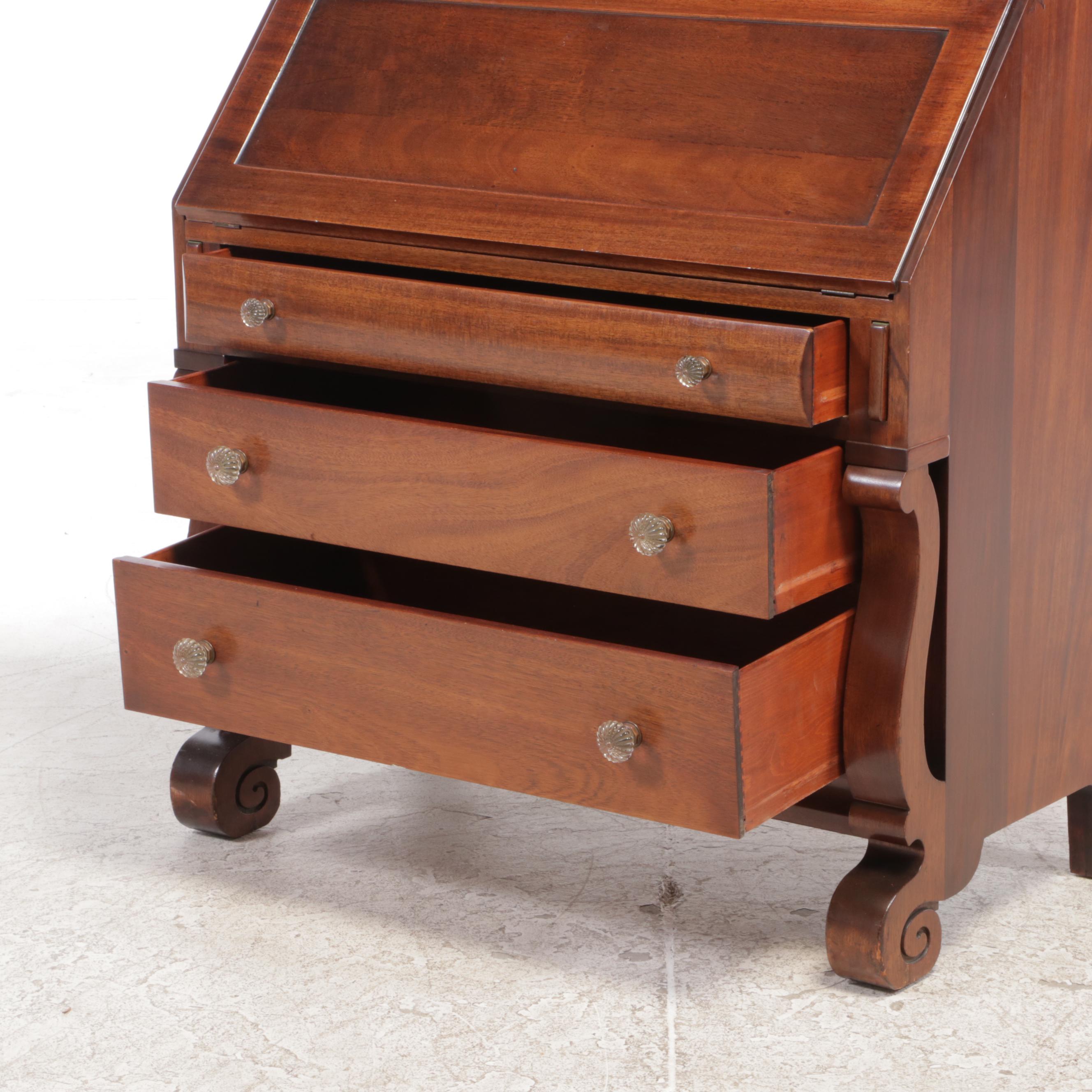 American Empire Revival Mahogany Secretary Bookcase, Early 20th Century